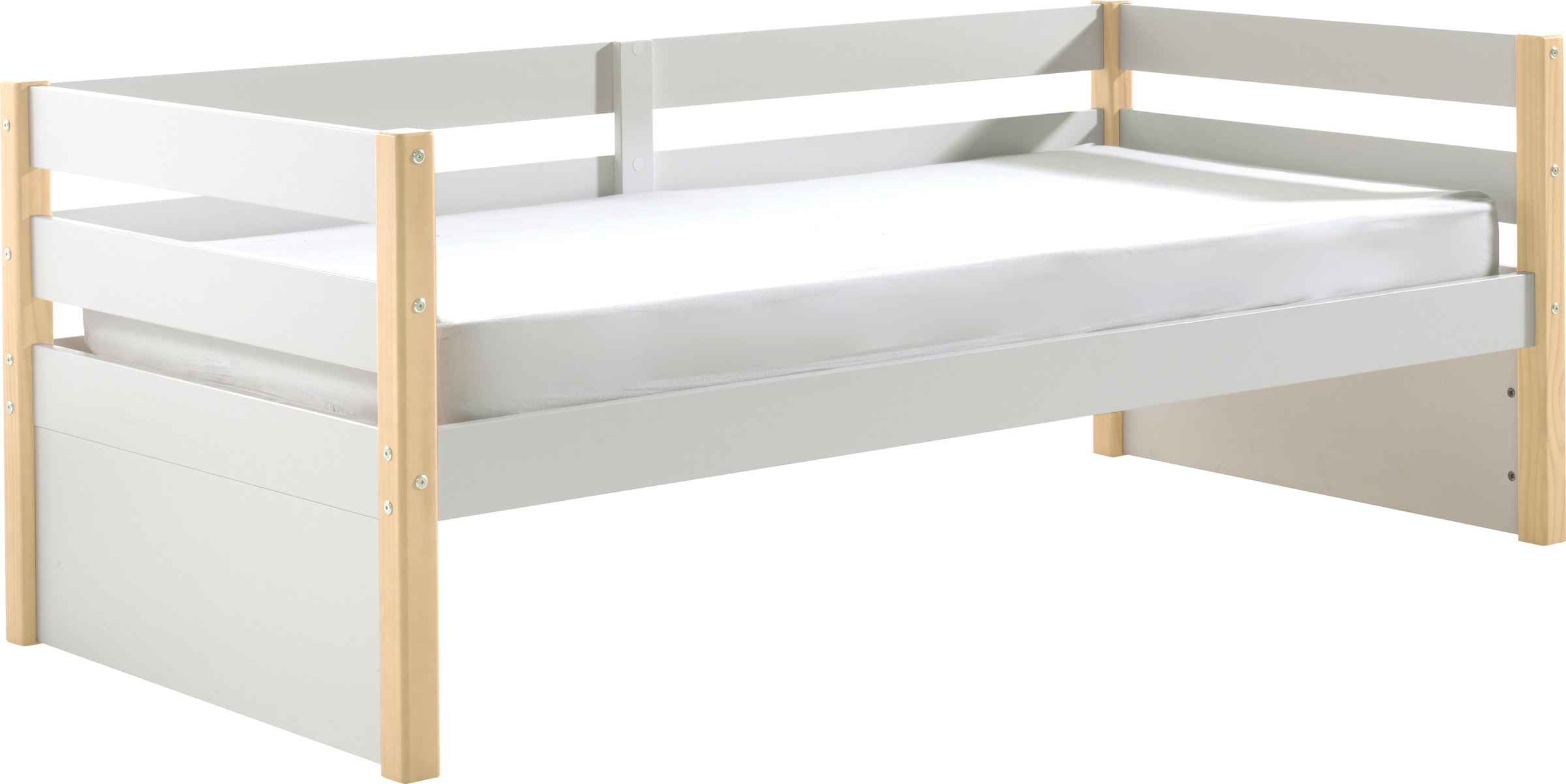 Vipack Einzelbett »Magrit, Kojenbett mit seitlichem Umbau, Liegefläche 90 x 200cm«, (B/H/T ca. 211,2x76,6x97,8cm, Pfosten massiv, Umbau MDF weiß lackiert), universell einsetzbar, wahlweise mit und ohne Bettschublade