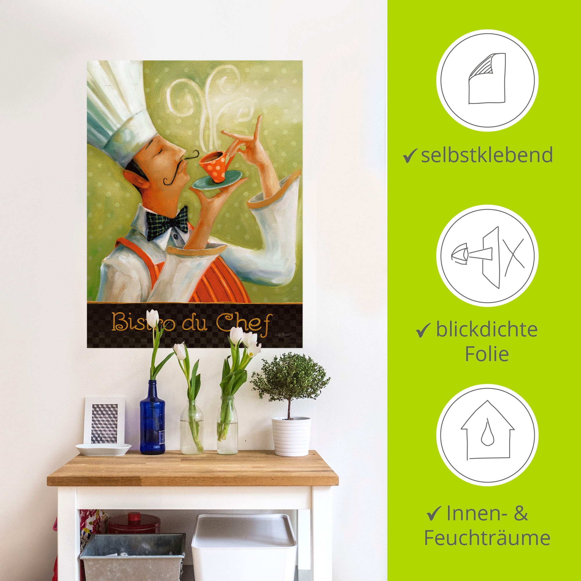 Artland Wandbild »Cafe Moustache I«, Getränke, (1 St.), als Leinwandbild, Poster, Wandaufkleber in verschied. Größen