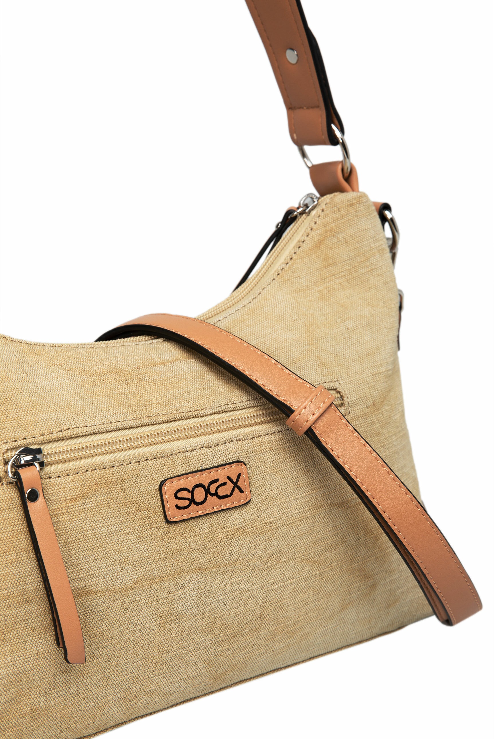 SOCCX Schultertasche, mit RV-Fach auf der Rückseite
