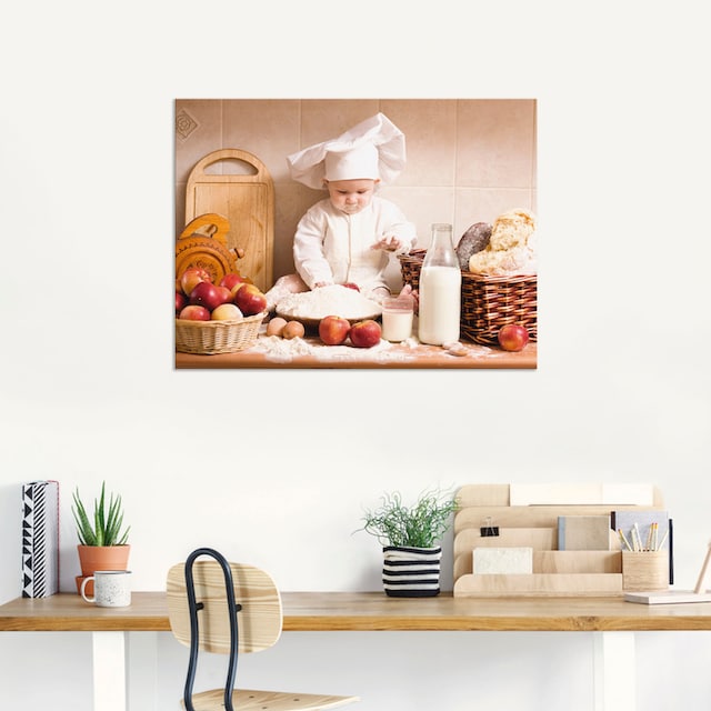 Artland Wandbild »Küche Junge Kind Backen«, Bilder von Kindern, (1 St.),  als Alubild, Leinwandbild, Wandaufkleber oder Poster in versch. Größen auf  Rechnung kaufen