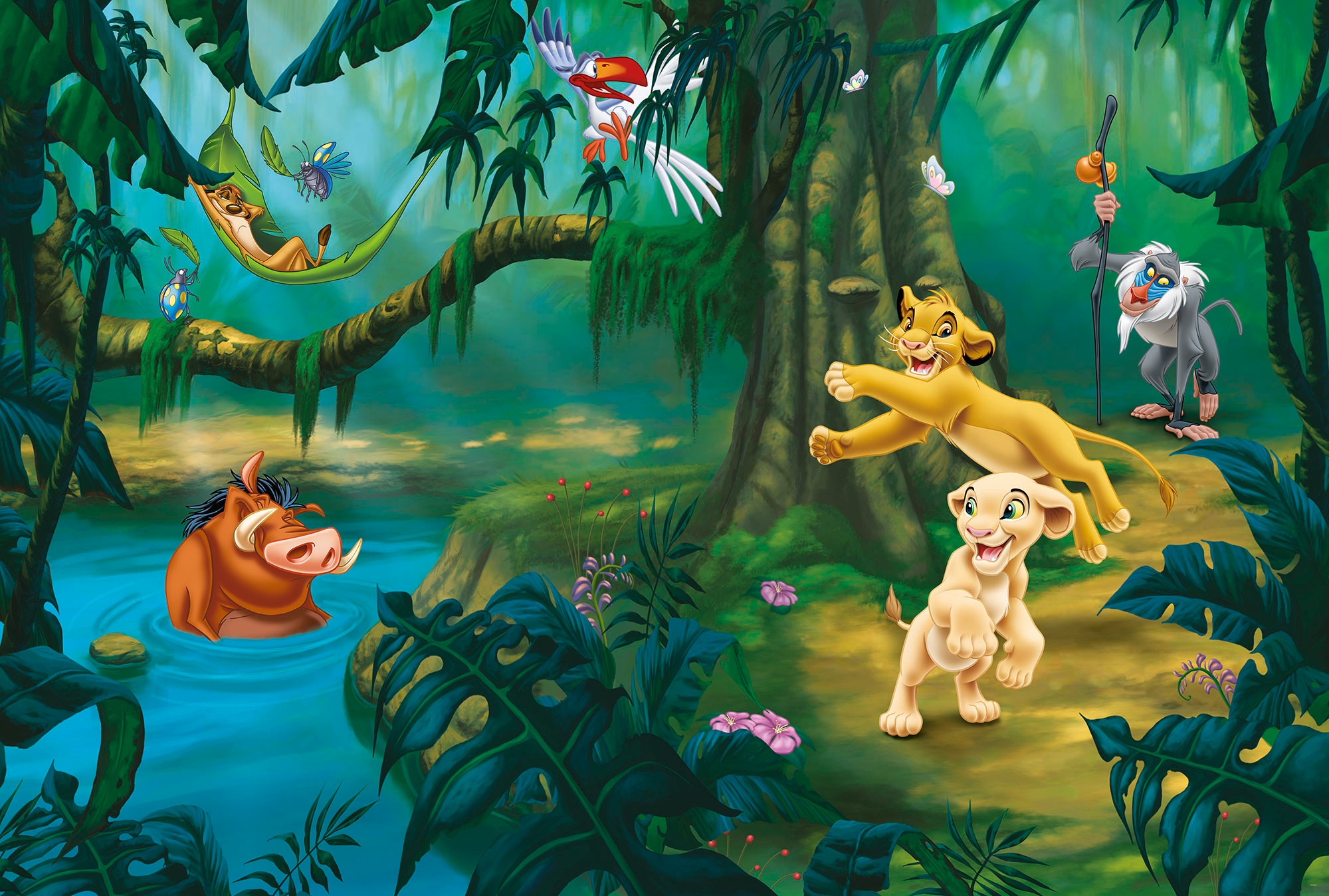 Komar Fototapete »Vlies Fototapete - Simba and Friends - Größe 368 x 248 cm« Motiv | bedruckt glatt
