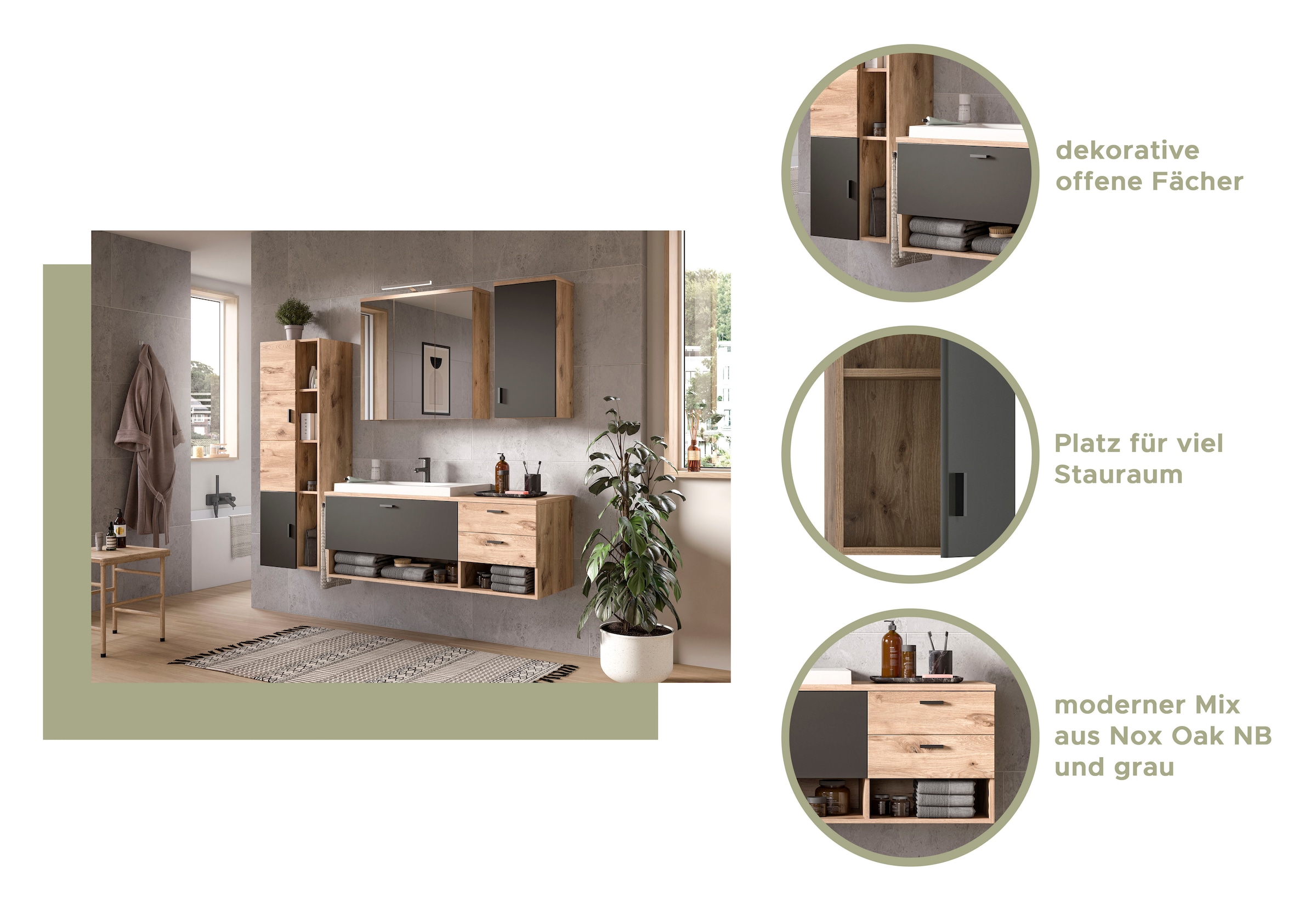 welltime Hängeschrank »Dolo, Breite 37 cm, 1 Tür (Türanschlag wechselbar), 1 Einlegeböden«, (1 St.), Badmöbel, Badschrank, Schrank, Wandschrank, Bad, Badezimmer