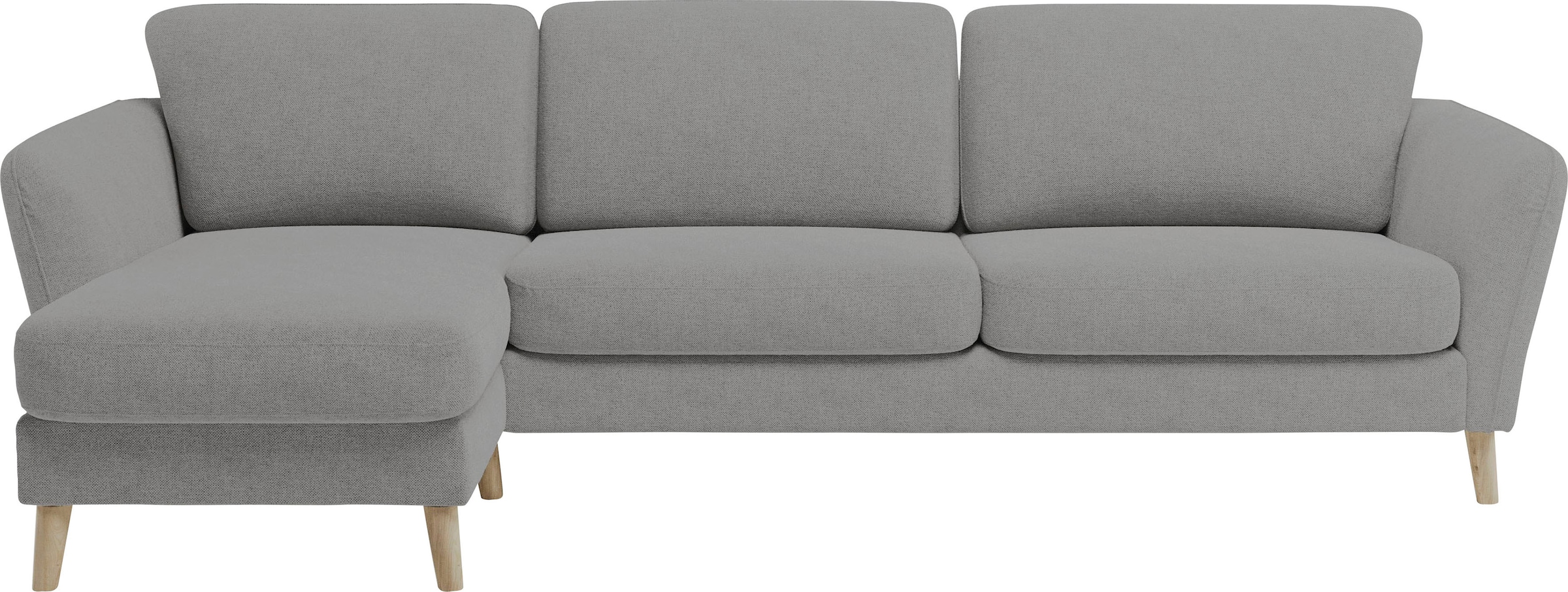 Home affaire Ecksofa »MARSEILLE (279/152cm),L-Form, Rec. rechts/links, verschiedene Bezüge«, Massivholzbeine Eiche, Landhausstil, Wellenunterfederung