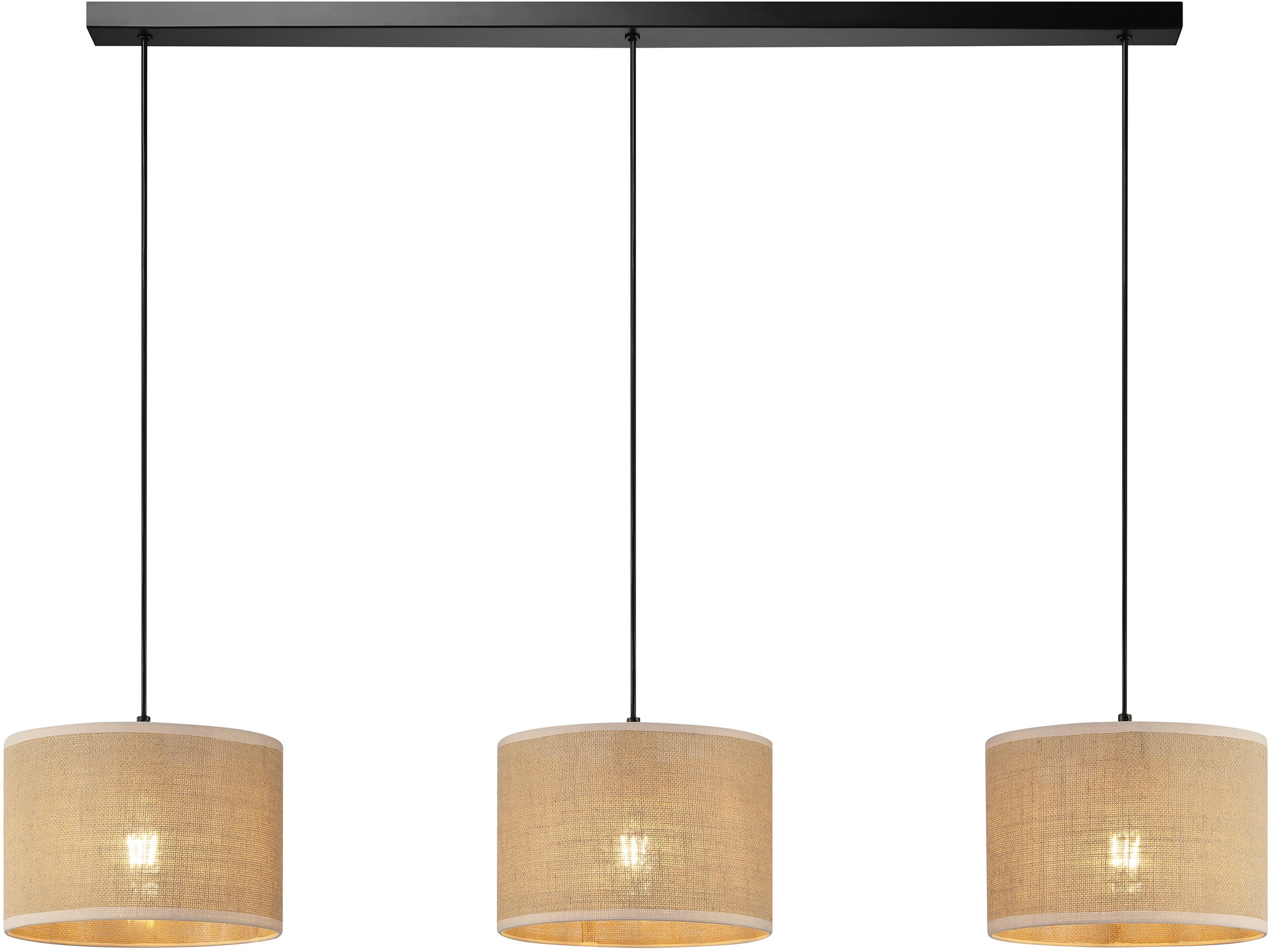 my home Pendelleuchte »Mindelstetten«, 3 flammig, Leuchtmittel E27 | ohne Leuchtmittel, mit Leinenstoffschirm, Höhe 110 cm, Breite 100 cm