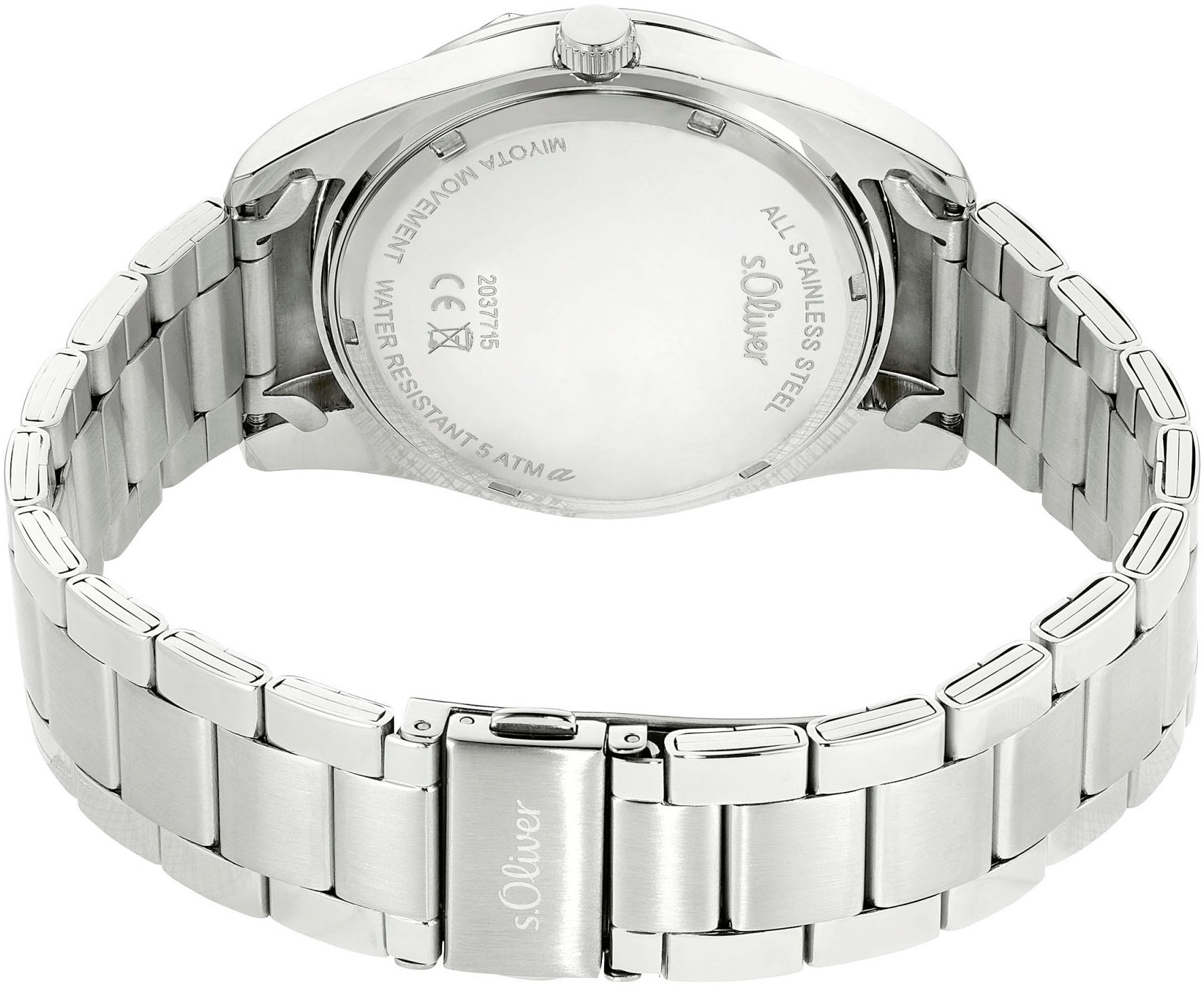 s.Oliver Quarzuhr, Armbanduhr, Damenuhr, Herrenuhr, Datum, Edelstahlarmband
