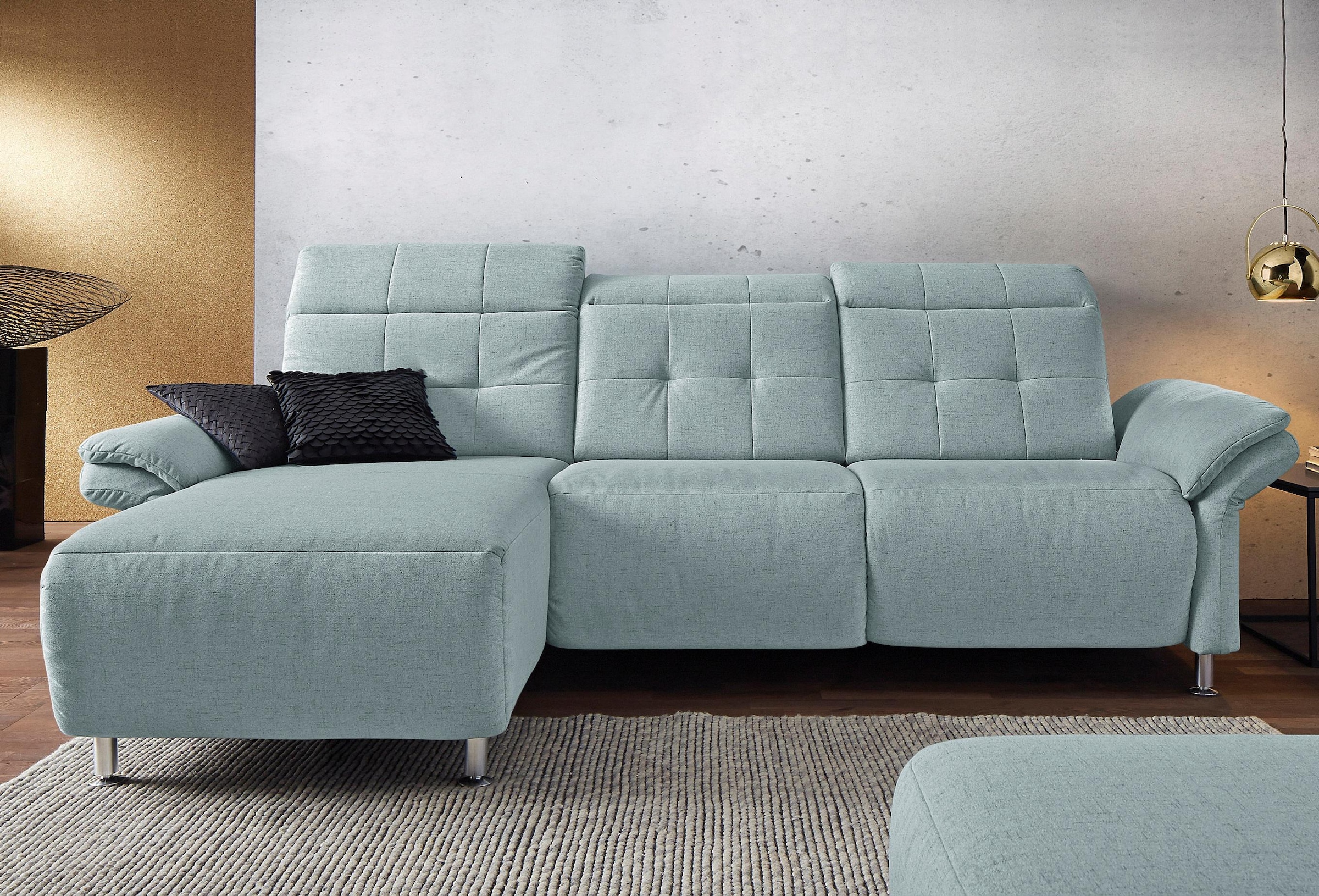 PLACES OF STYLE Ecksofa »Manhattan L-Form« 2 Sitze mit elektrischer Relaxfunktion, verstellbare Armlehnen