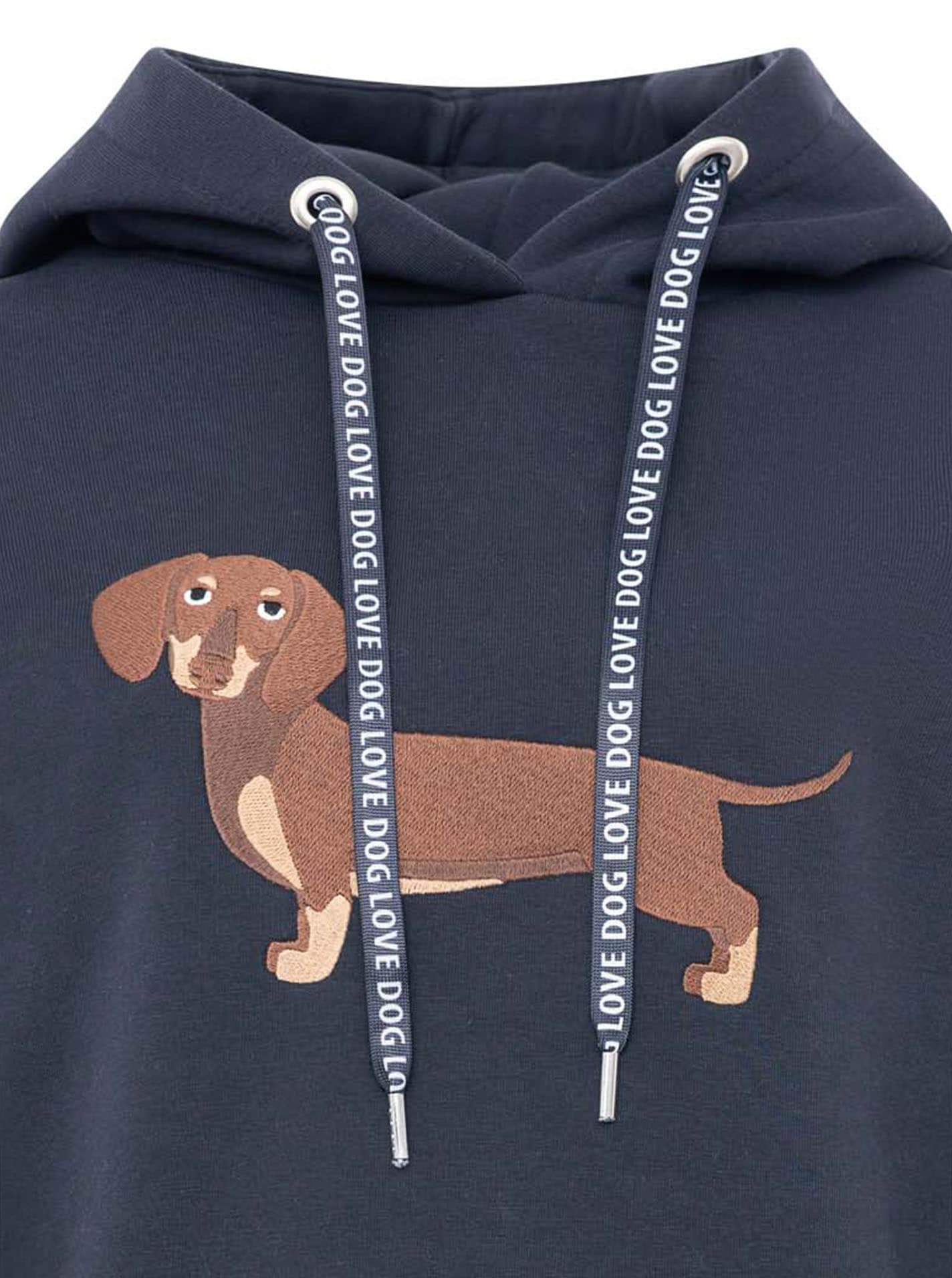 Zwillingsherz Hoodie »"Dackel"«, Stickerei vorne, weiche Fleece Innenseite, bedruckte Kordel
