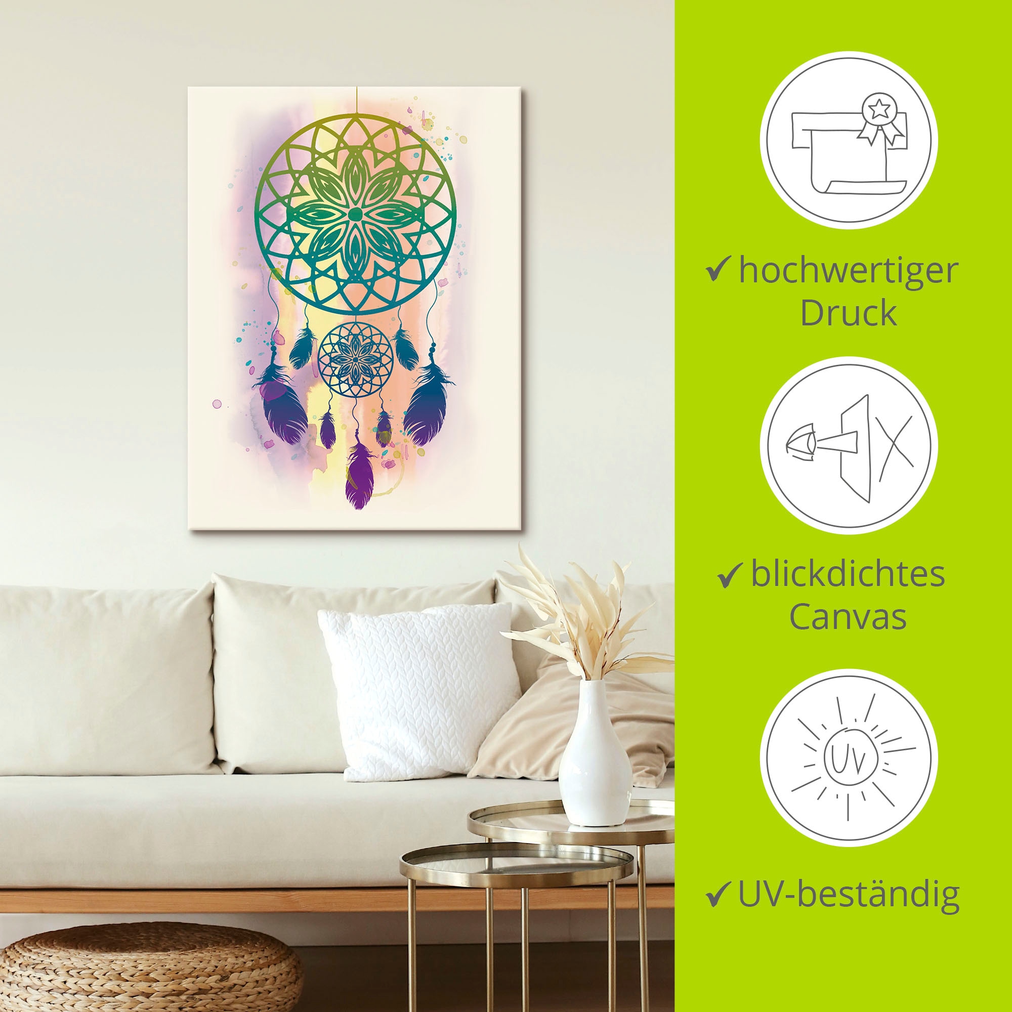 Artland Leinwandbild »Traumfänger Wasserfarbe« Muster 1 Stk. tlg. auf Holzrahmen gespannt