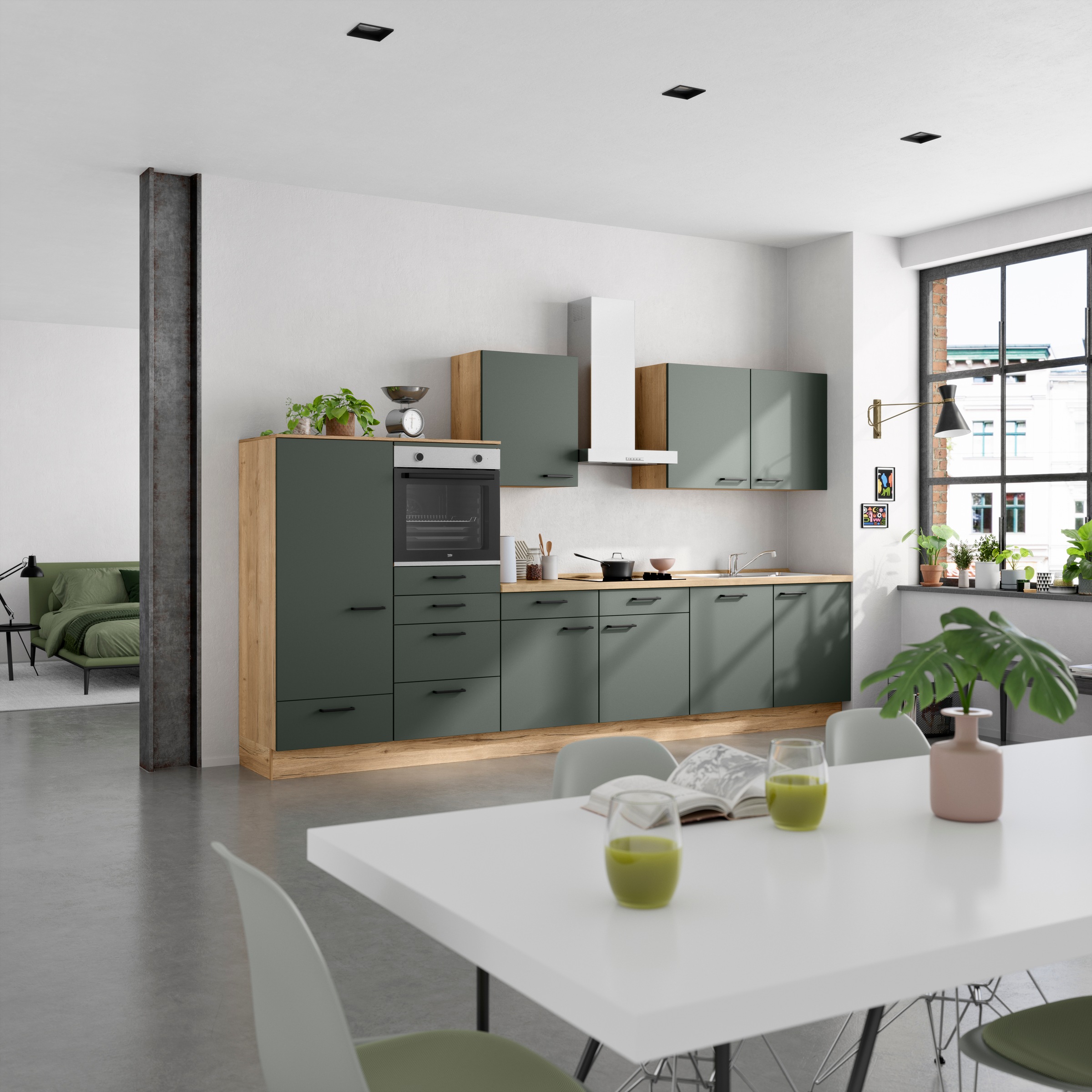 nobilia® Küchenzeile »"Easytouch I"«, vormontiert, Ausrichtung wählbar, Breite 360 cm, wahlw. mit E-Geräten