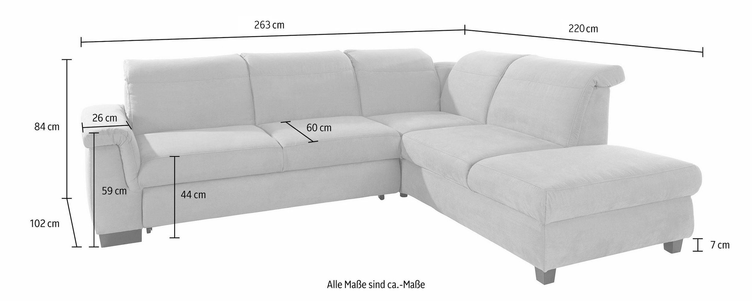 DOMO collection Ecksofa »Sully komfortables Sofa, L-Form«, wahlweise mit Bettfunktion und Kopf- bzw. Rückenverstellung