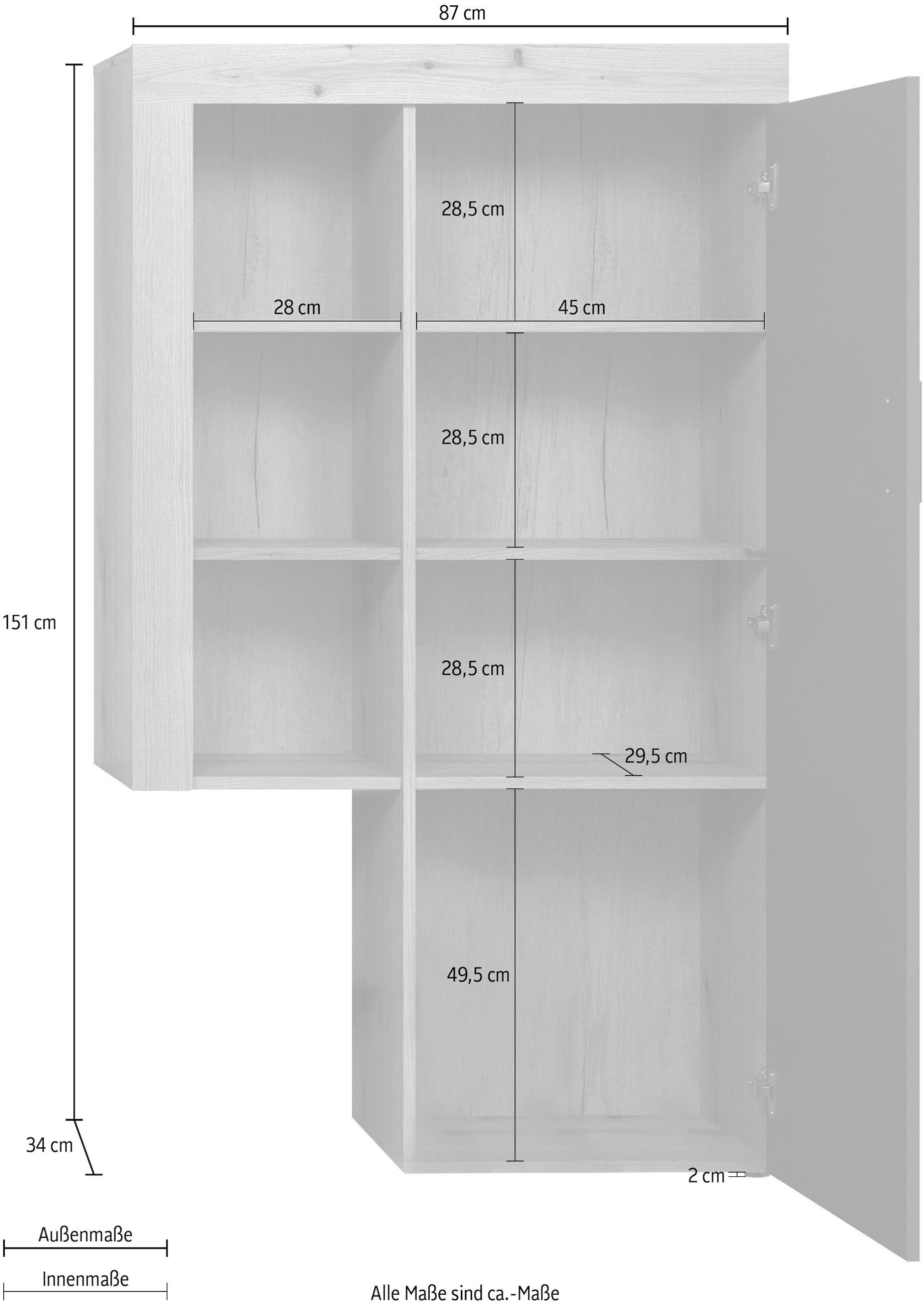 Home affaire Stauraumvitrine »Ghent«, (Packung, 1 St.), Mit Hirnholzapplikationen