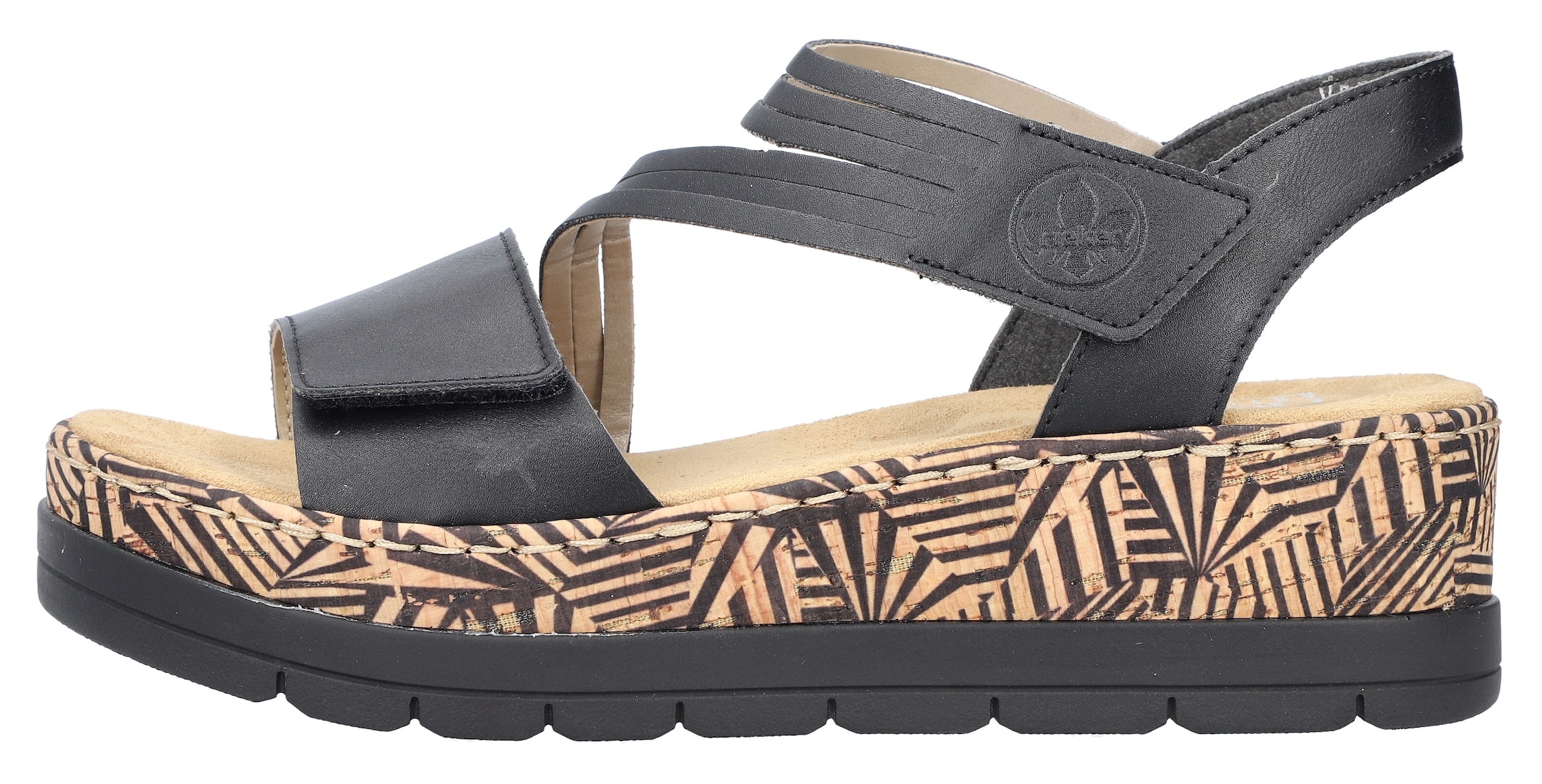 Rieker Keilsandalette  , Sommerschuh, Sandale, Keilabsatz, mit gemusterter Plateausohle