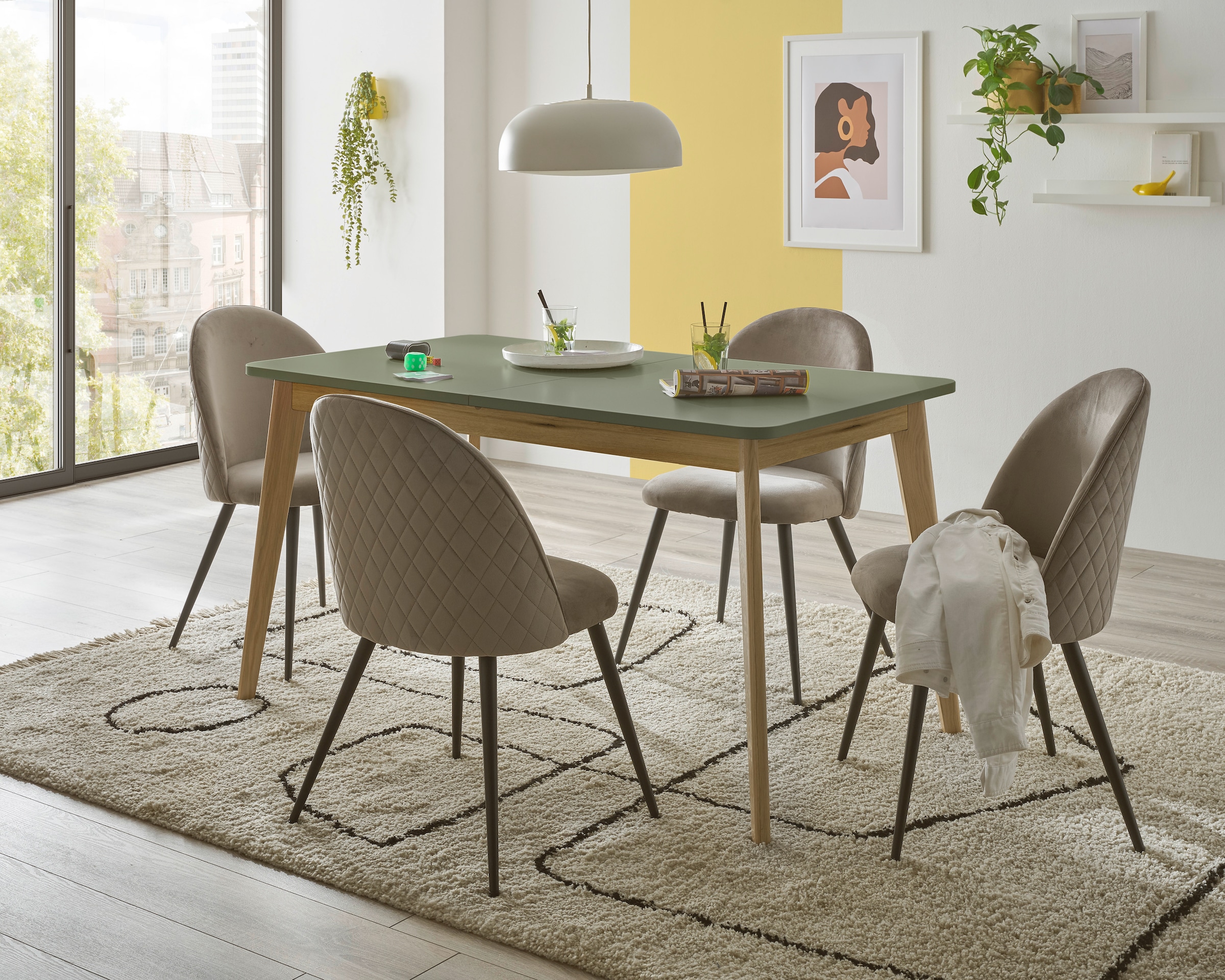 INOSIGN Esstisch »MAVAS«, in moderner Trendfarbe, Breite 140 - 180 cm (mit Einlegeplatte)