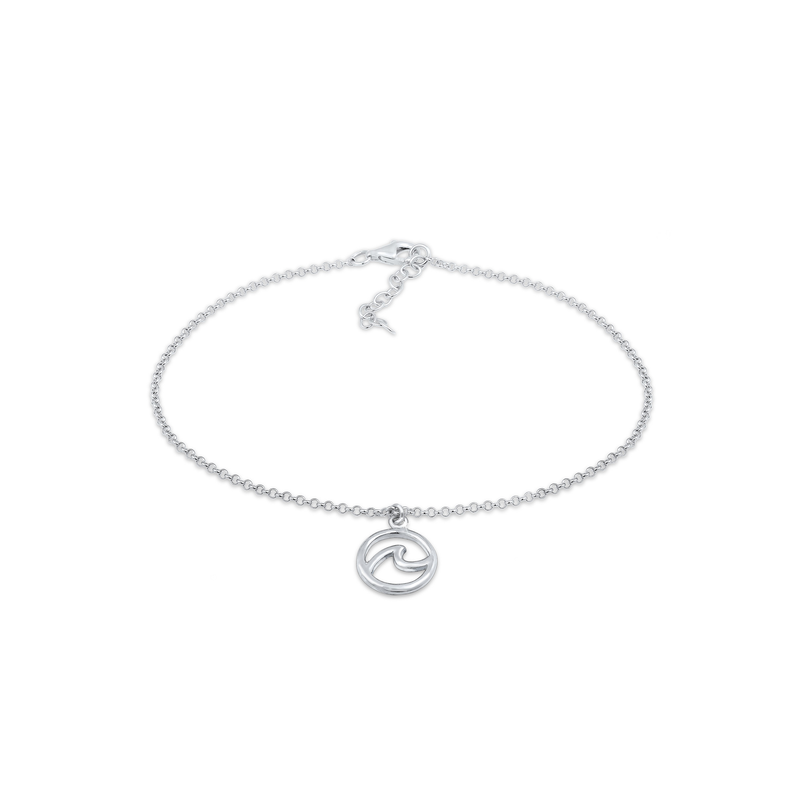ELLI Fußkette »Wellen Maritim 925 Sterling Silber« Silber 22 cm Fußkettchen für Damen Wellensymbol in strahlendem Silber