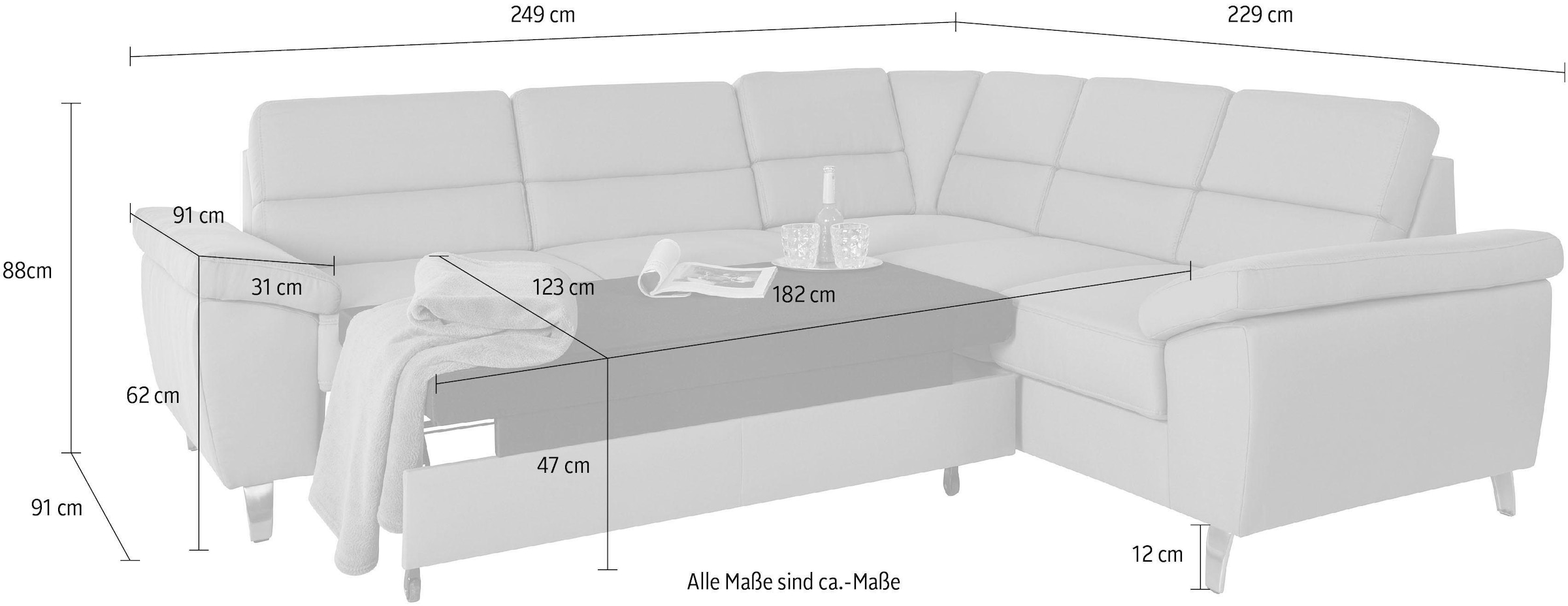 sit&more Ecksofa »Sorano L-Form«, wahlweise mit Bett- und Relaxfunktion, inkl. Bettkasten