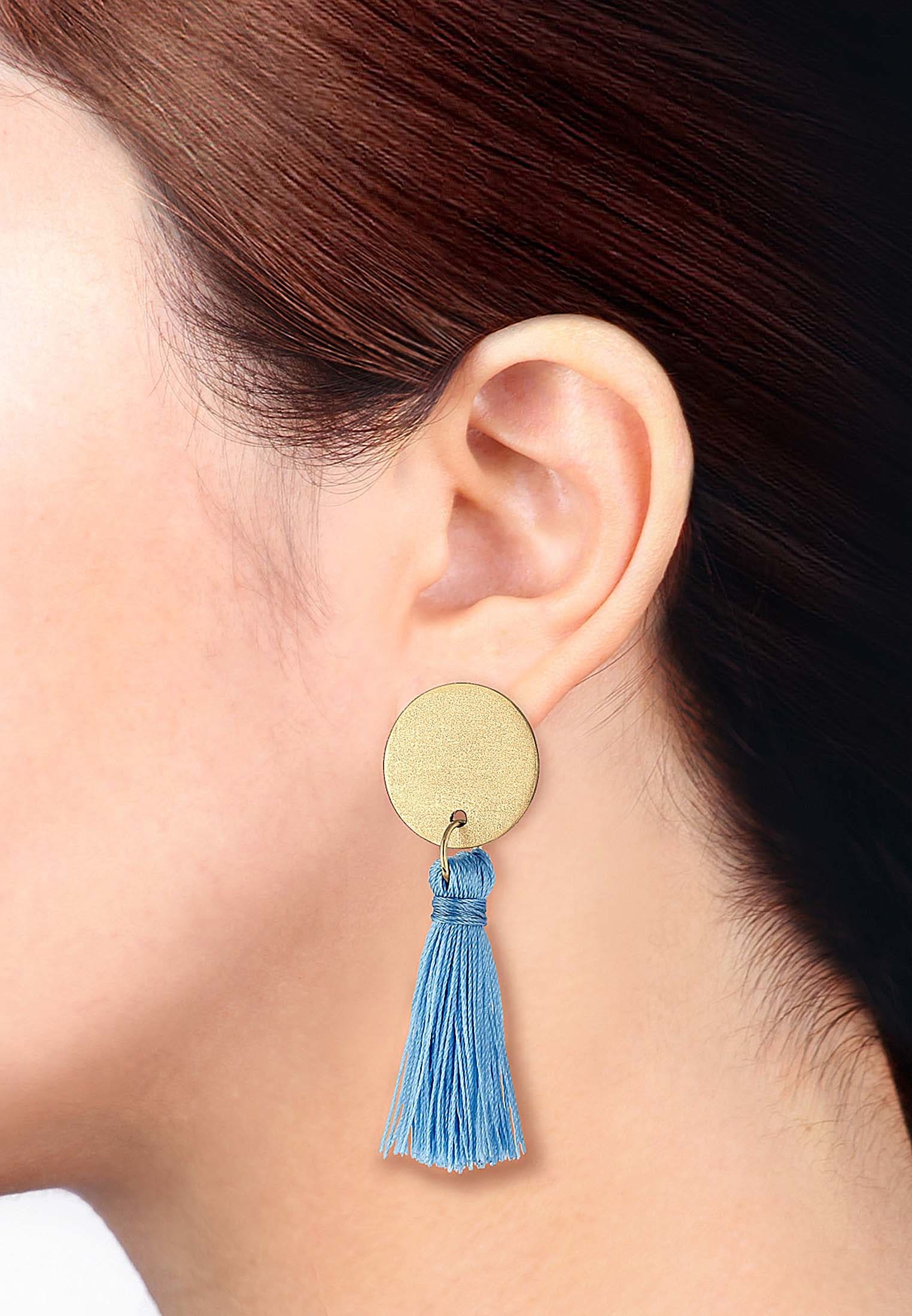 Elli Paar Ohrstecker »Hänger Kreis Boho Tassel Trend Matt 925 Silber«
