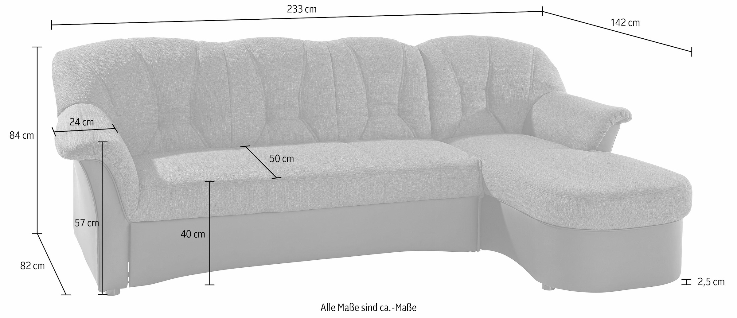 DOMO collection Ecksofa »Elva, zeitlose Formensprache, elegante Rückensteppung, L-Form«, wahlweise mit Bettfunktion und Federkern