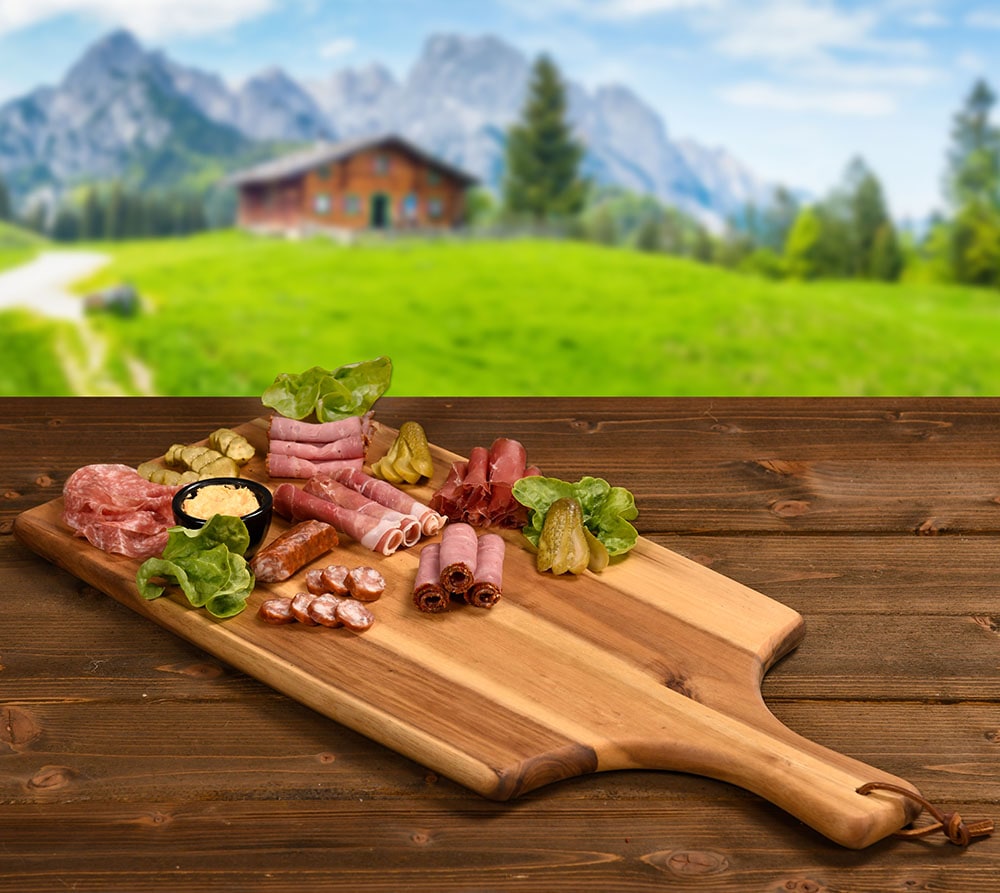 KESPER® Schneidebrett, (1 St.), FSC®-zertifiziert, Lederband zum Aufhängen