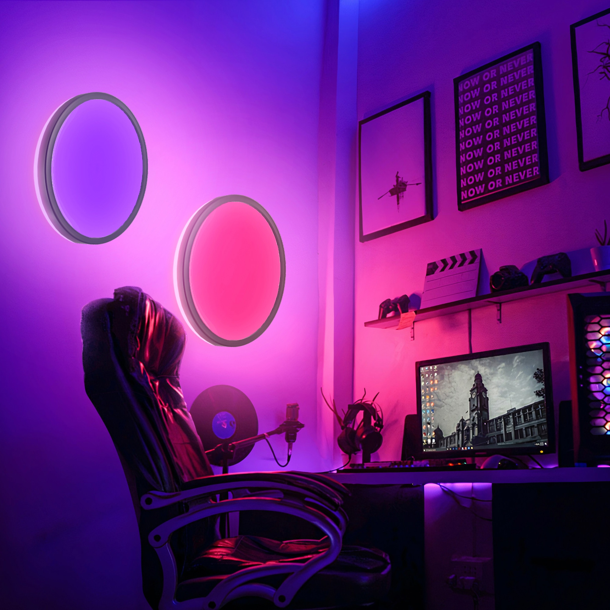 B.K.Licht ultraflache LED Deckenleuchte mit Hintergrundbeleuchtungseffekt, inkl. Fernbedienung, LED-Panel 22 Watt, 2.700lm, 4.000K, Ø 42 cm