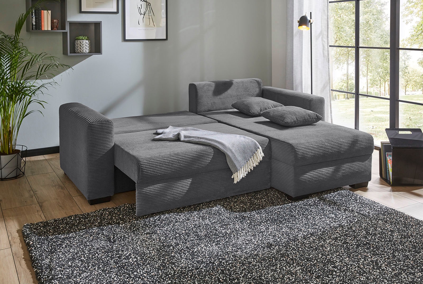 Jockenhöfer Gruppe Ecksofa »Elmau L-Form, B: 235 cm« mit Bettfunktion, Bettkasten & 2 Zierkissen