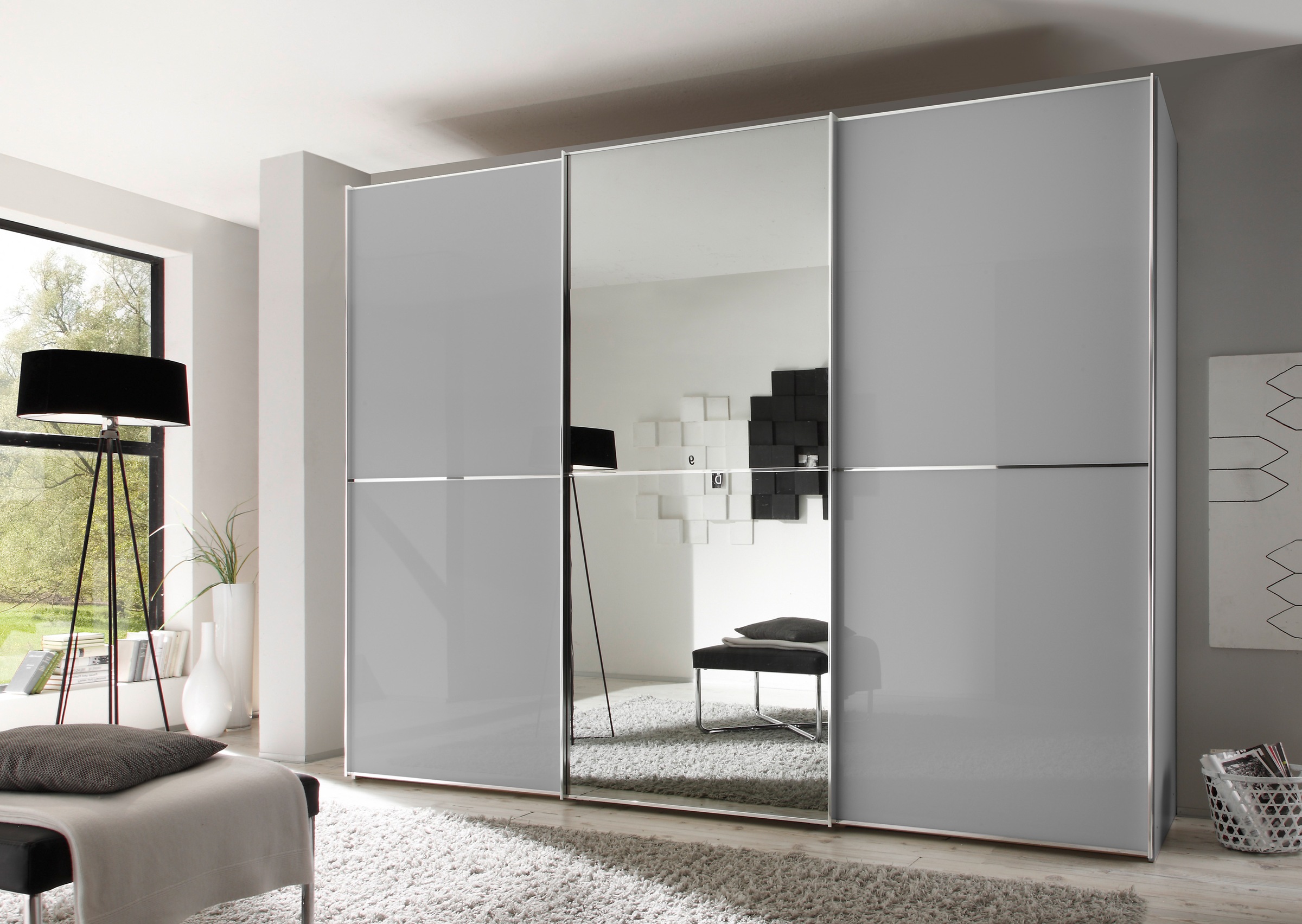 STAUD Schwebetürenschrank »Sinfonie Plus, edles Design in hochwertiger Qualität, Made in Germany«, (in 4 verschiedenen Ausstattungen erhältlich), Mit kombinierter Glas-Spiegel-Front, viele Varianten