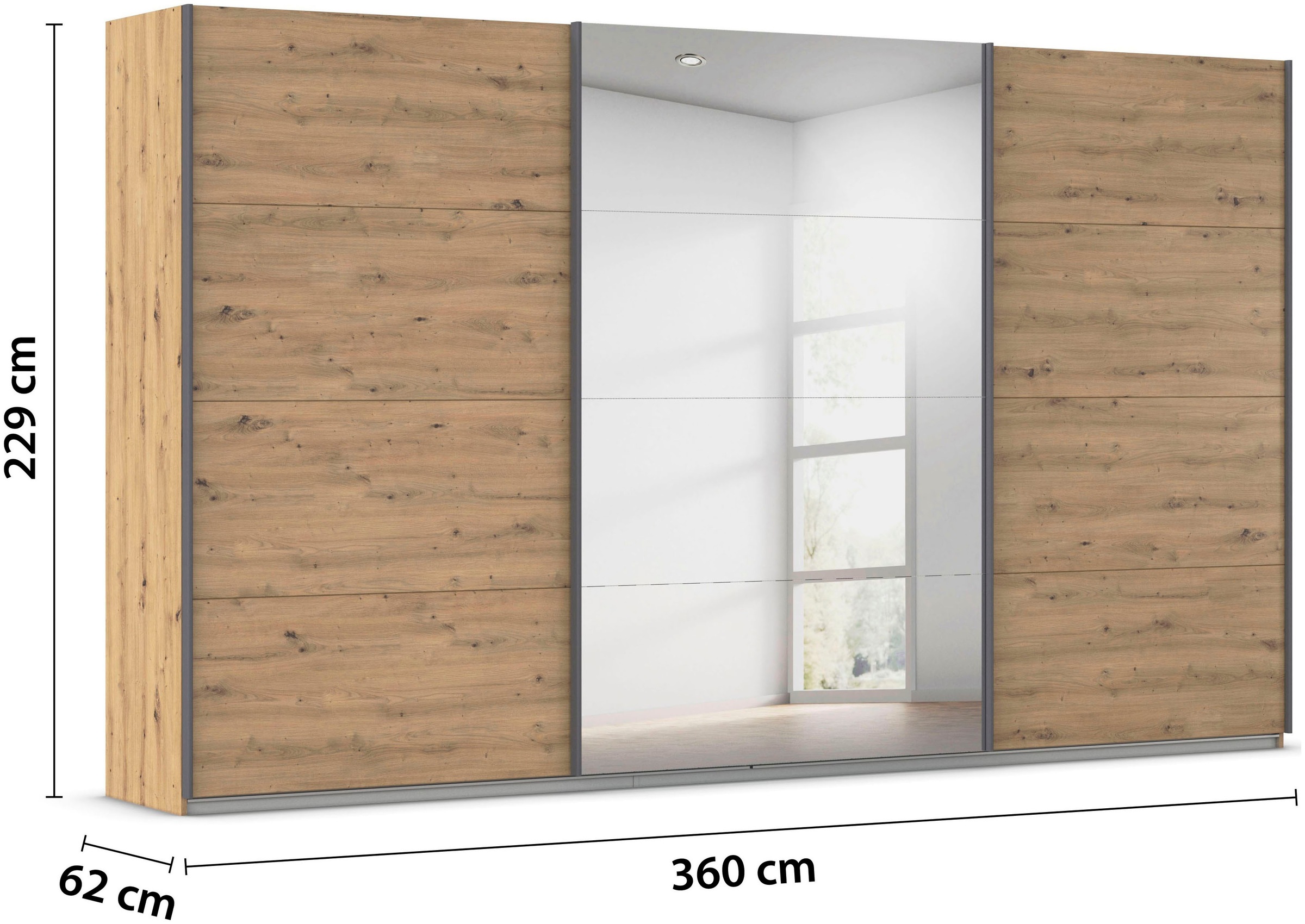 rauch Schwebetürenschrank »Kleiderschrank Schrank OTTO´S CHOICE Garderobe AGORDO«, (in zwei Griff-Farben), Top Innenausstattung, in 4 Breiten und 2 Höhen MADE IN GERMANY