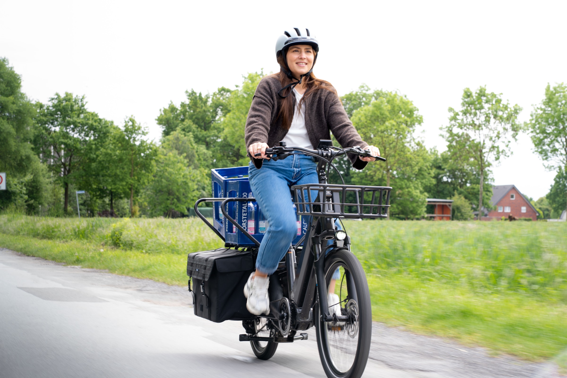 Prophete »Longtail - Urbanicer 4.0 inkl. 2 Sitzpolster« 9 Gang Shimano Cues Schaltwerk Kettenschaltung Mittelmotor 250 W Heck-Gepäckträger bis 80kg Zuladung, 10 Jahre Garantie auf den Rahmen