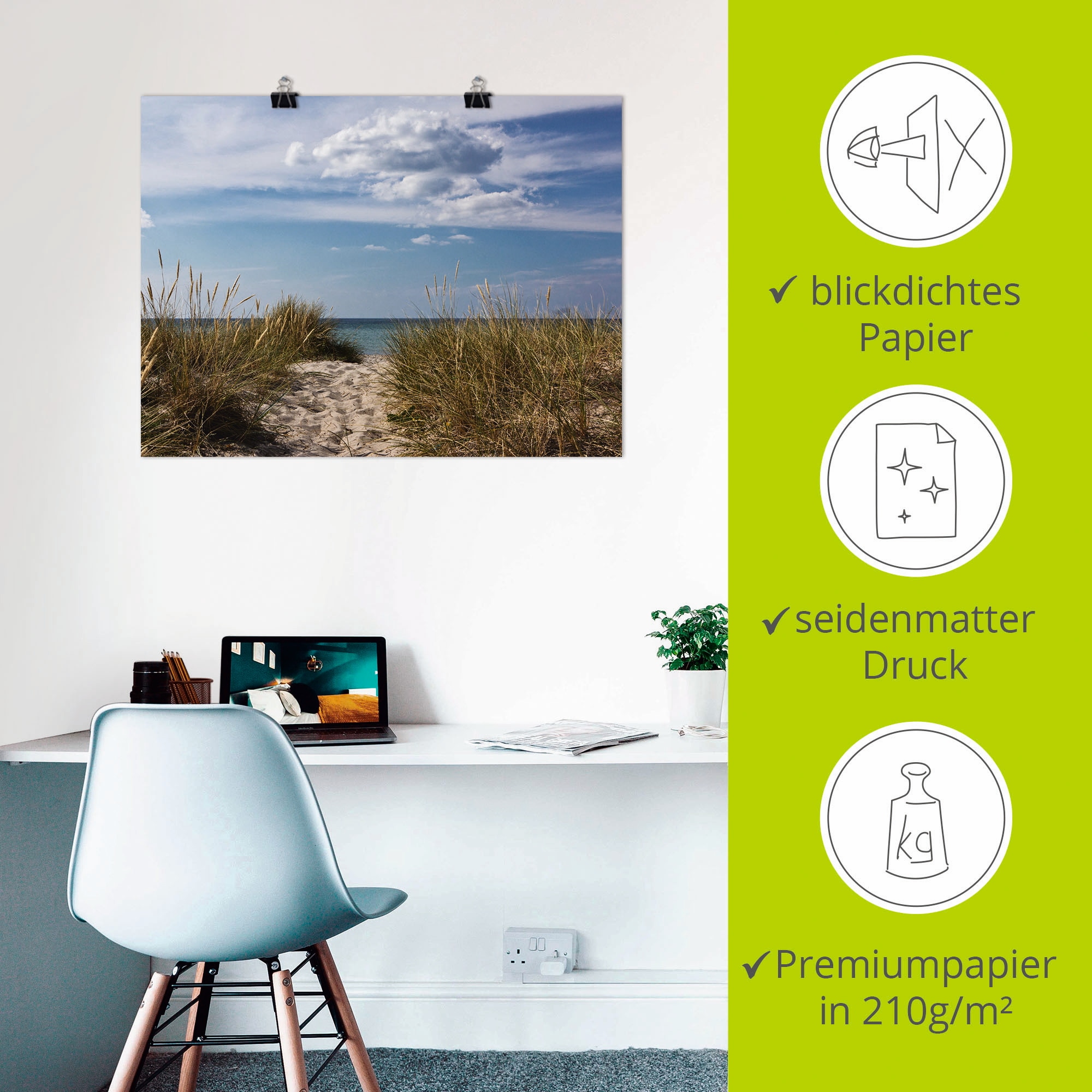 Artland Wandbild »Ostseestrand in Dänemark«, Strand, (1 St.), als Leinwandbild, Poster in verschied. Größen