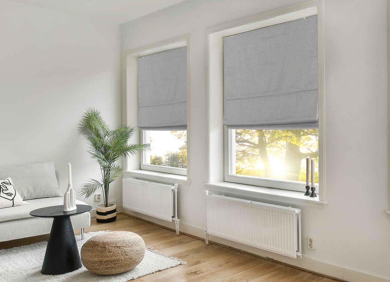 my home Rollo »RIOLA«, verdunkelnd, Blendschutz-Sichtschutz-Verdunkelung, ohne Bohren, freihängend, Faltrollo in trendiger Leinenoptik NEUHEIT!