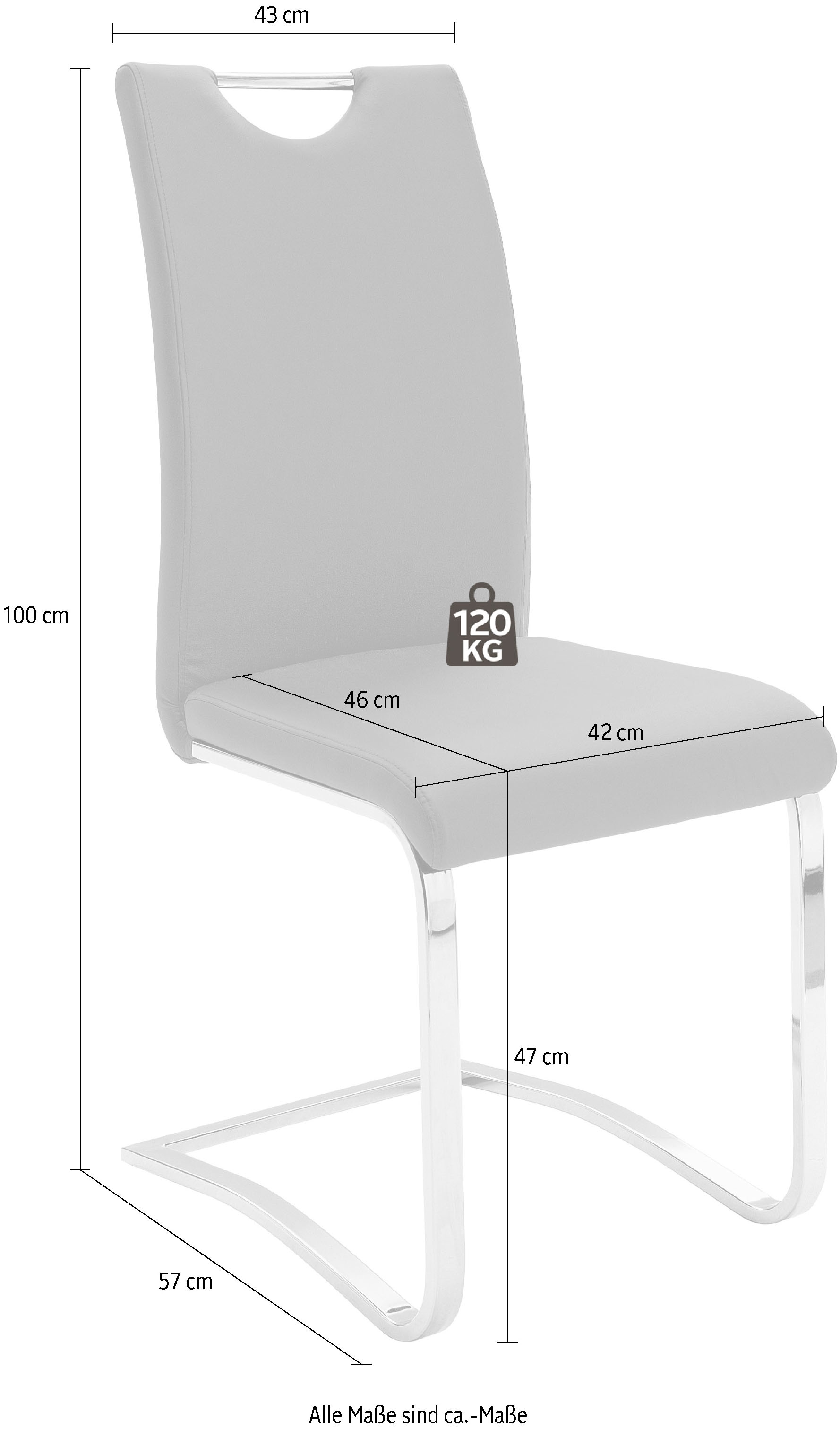 MCA furniture Freischwinger »Köln«, (Set), 4 St., Kunstlederbezug,  Komfortsitzhöhe, Stuhl belastbar bis 120 kg auf Rechnung bestellen