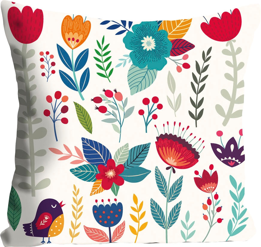 queence Dekokissen »Lottie«, Kissenhülle,Bunte Blumen,Florales Design,Farbe günstig online kaufen