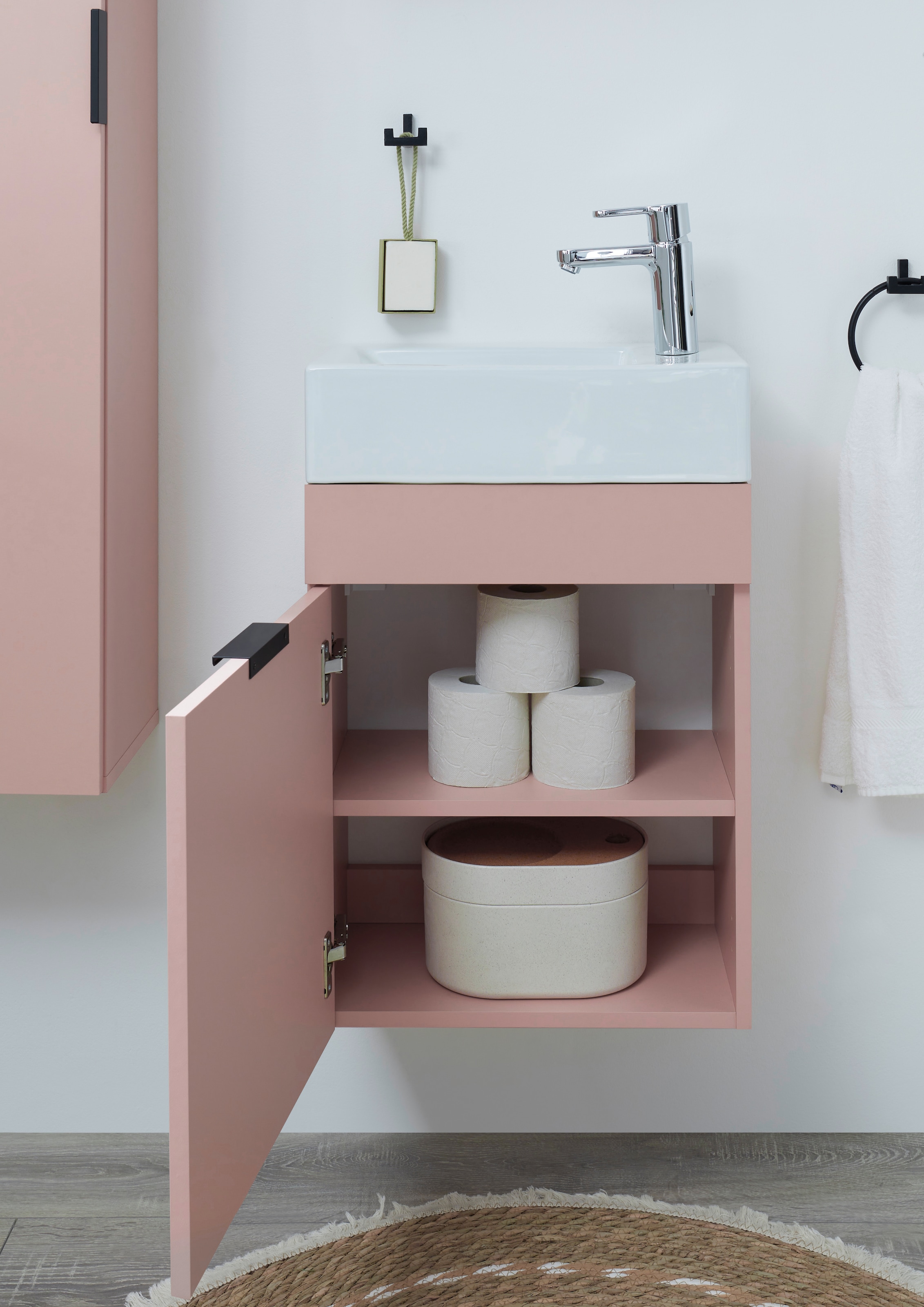 BASIC by Balculina Waschbeckenunterschrank »Nancy BxHxT 45x55x25 cm« 2 Stk. tlg. Breite 45 cm, inkl. Waschbecken