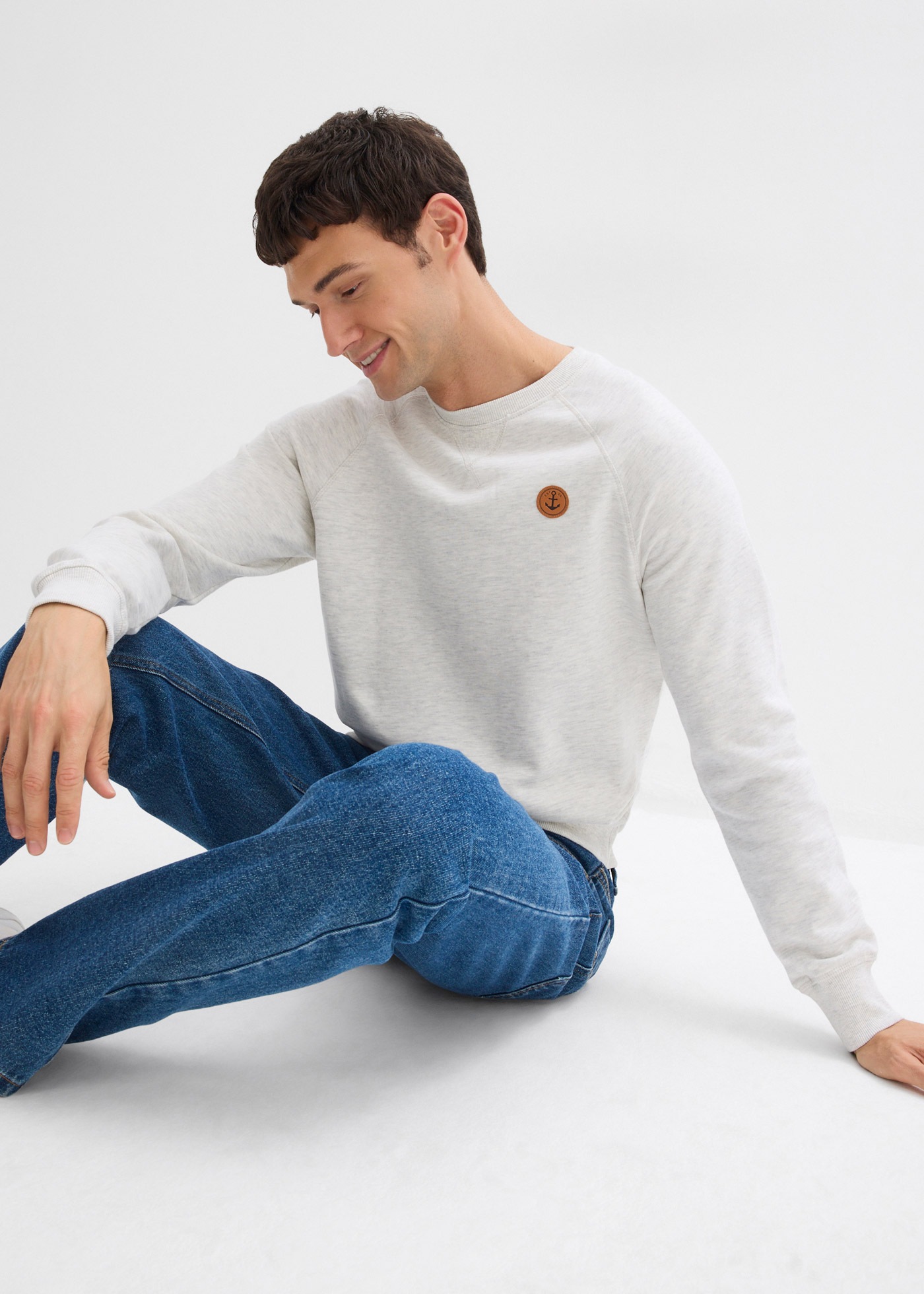 bonprix Sweatshirt, 2 Stk. Regular Fit, unifarben, aus Baumwolle und Polyester
