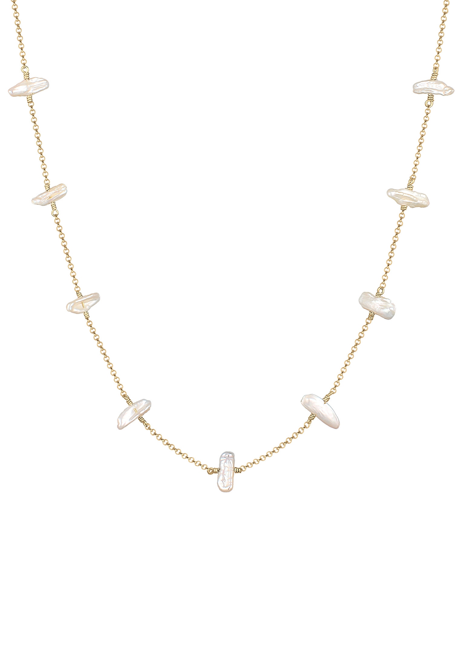 Elli Perlenkette »Süßwasserzuchtperle Barock Natur Edel 925 Silber«