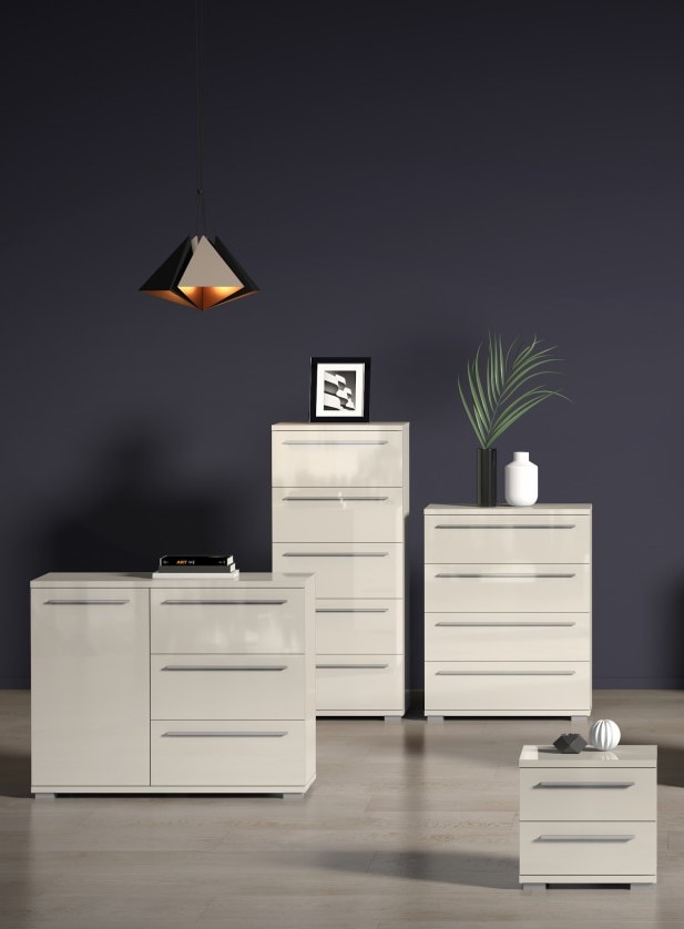 Places of Style Schubkastenkommode »Piano, mit 4 oder 5 Schubladen, FSC-zertifizierter Holzwerkstoff«, UV lackiert hochglänzend,Soft-Close Funktion, in 2 Breiten und 2 Höhen