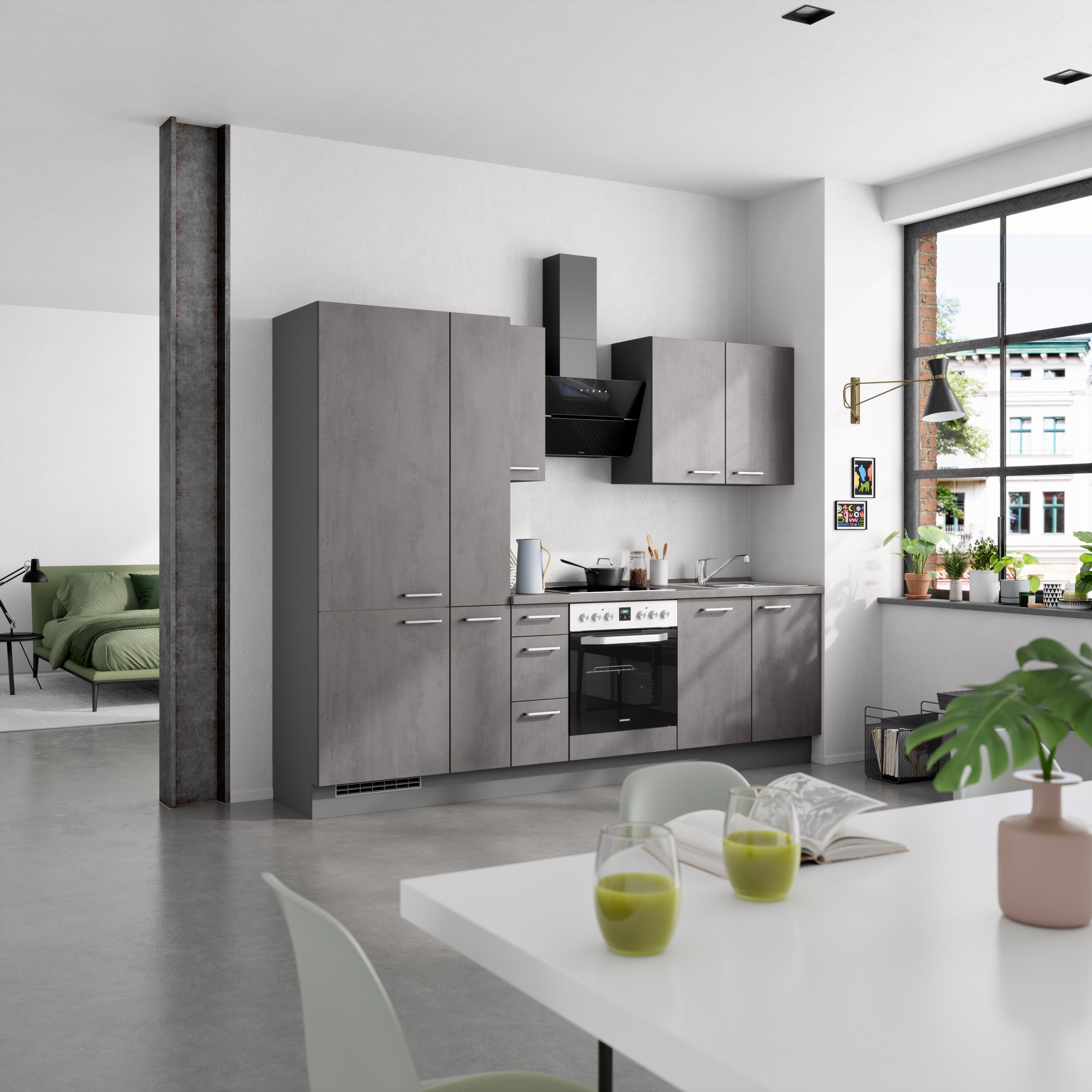 nobilia® Küchenzeile »"Riva II"« vormontiert, Ausrichtung wählbar, Breite 270 cm, wahlw. mit E-Geräten