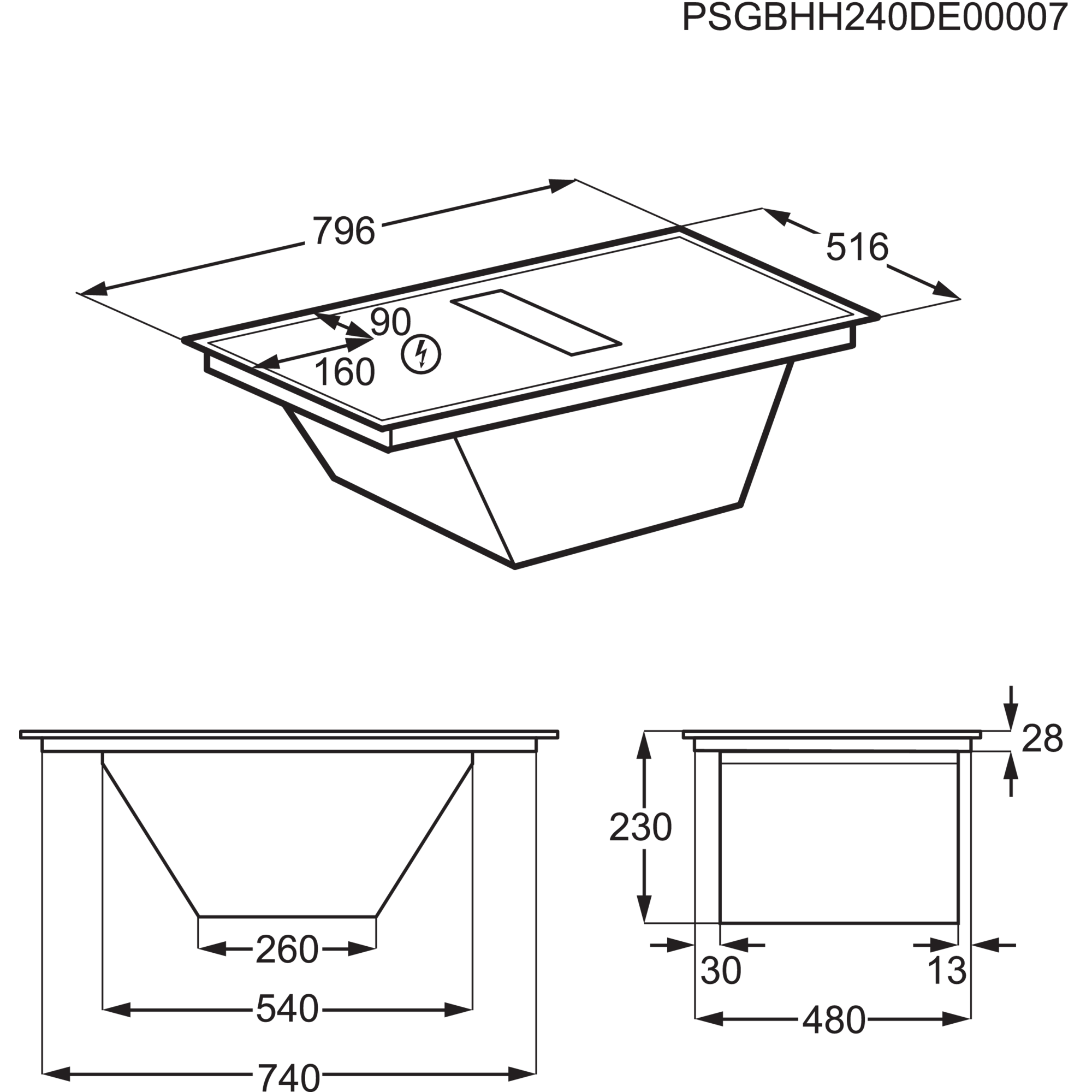 AEG Kochfeld mit Dunstabzug »TT84CA0FRB« Induktionskochen mit integr. Dunstabzug: frische Luft, Made in Germany