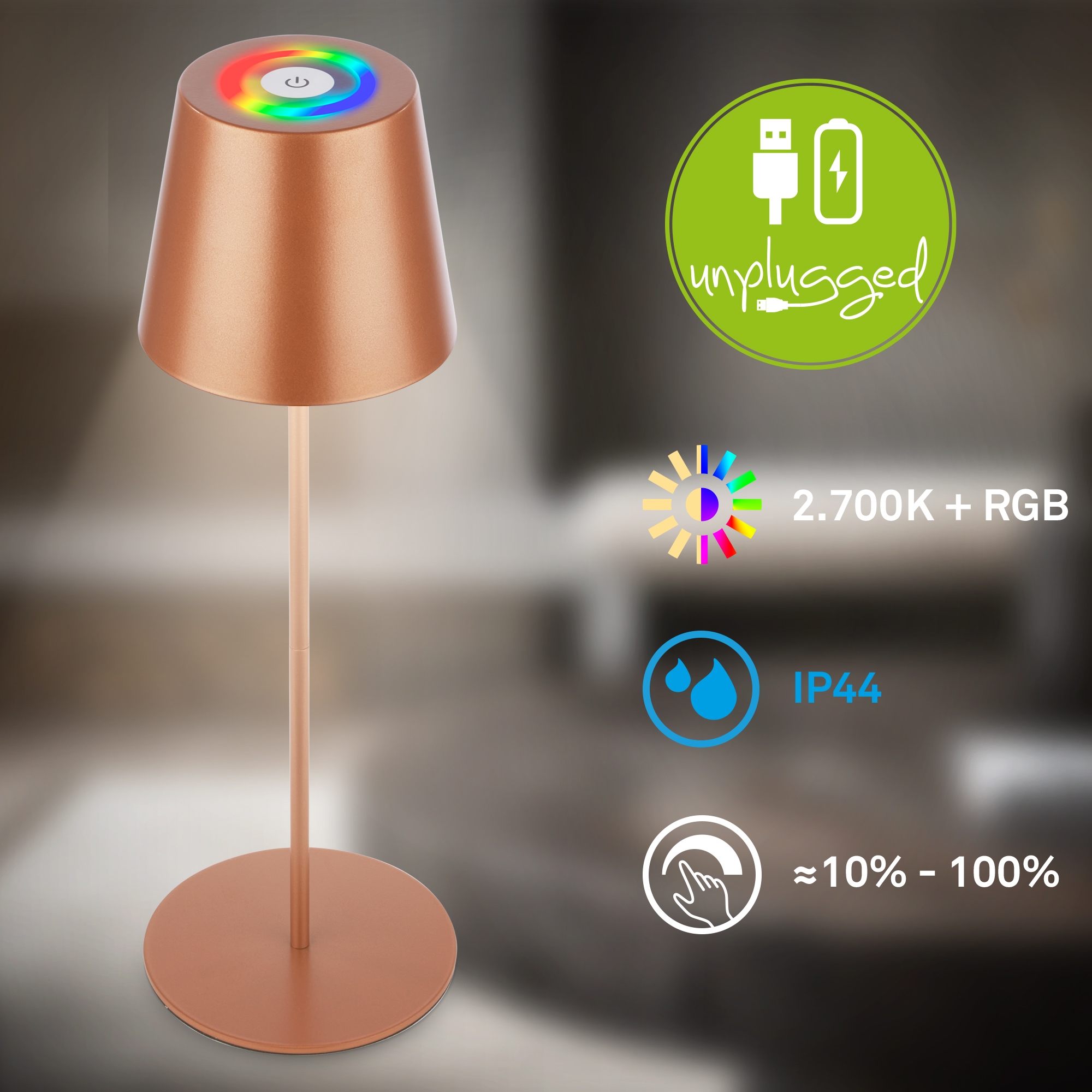 Briloner Leuchten LED Außen-Tischleuchte »RGB/W Akku Tischleuchte, IP44, 2,5W, inkl. Flaschenhalter«