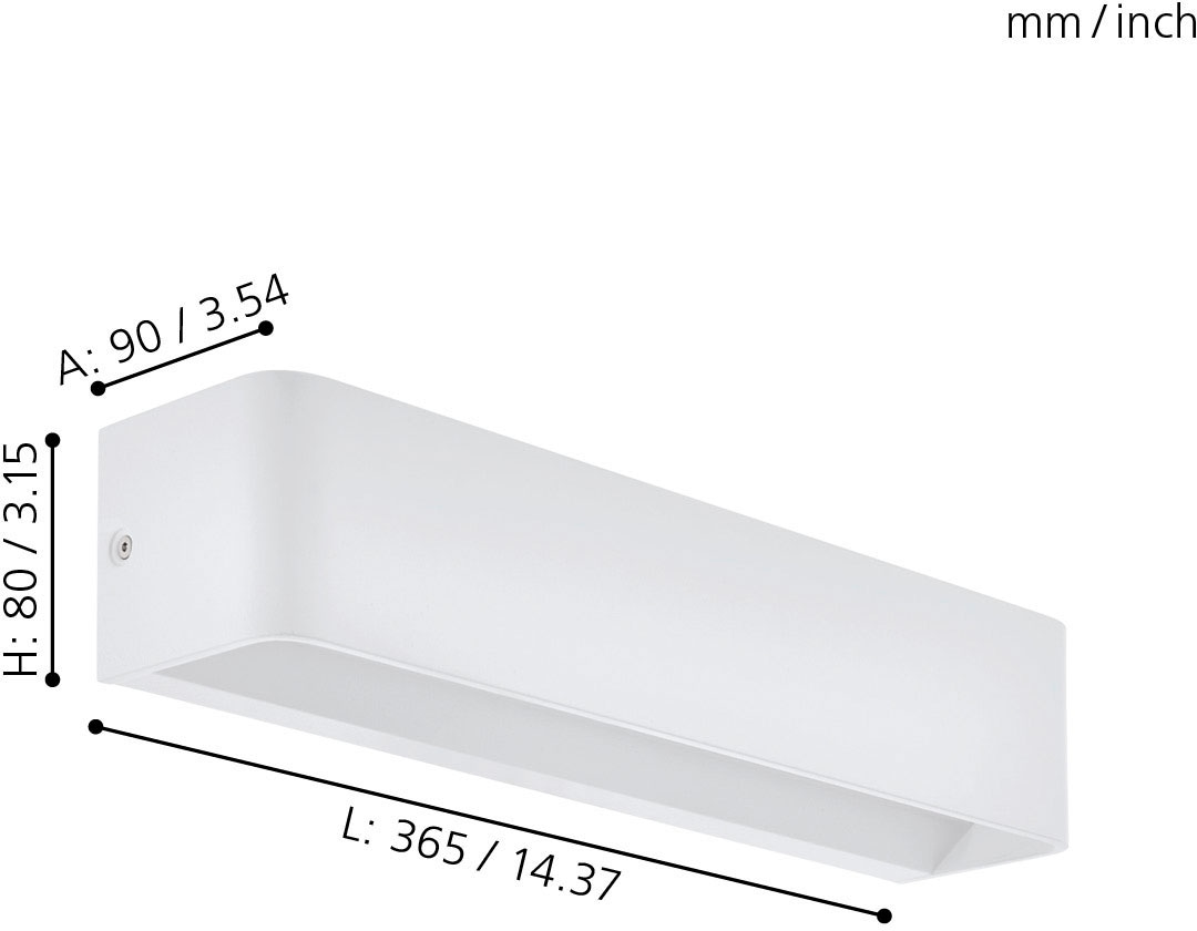 EGLO Wandleuchte »SANIA 4 Wandlampe, Wandstrahler, Flurlampe, weiß, LED, modern«, 1 flammig, Leuchtmittel LED-Board | LED fest integriert, Wohnzimmer, Esszimmer, Flur, minimalistisch, indirektes Licht,36,5x8cm