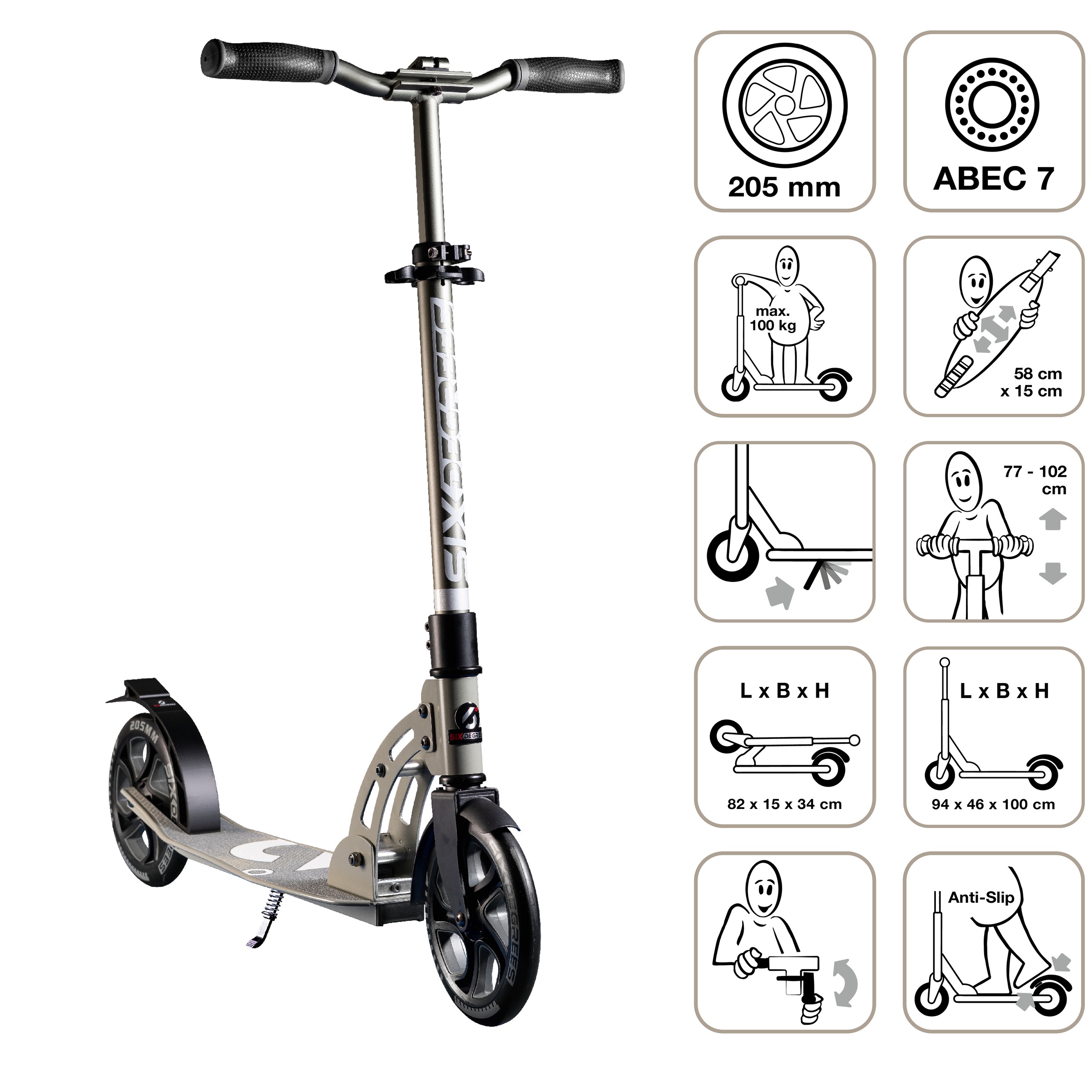 Six Degrees Scooter »Aluminium Scooter 205 mm«