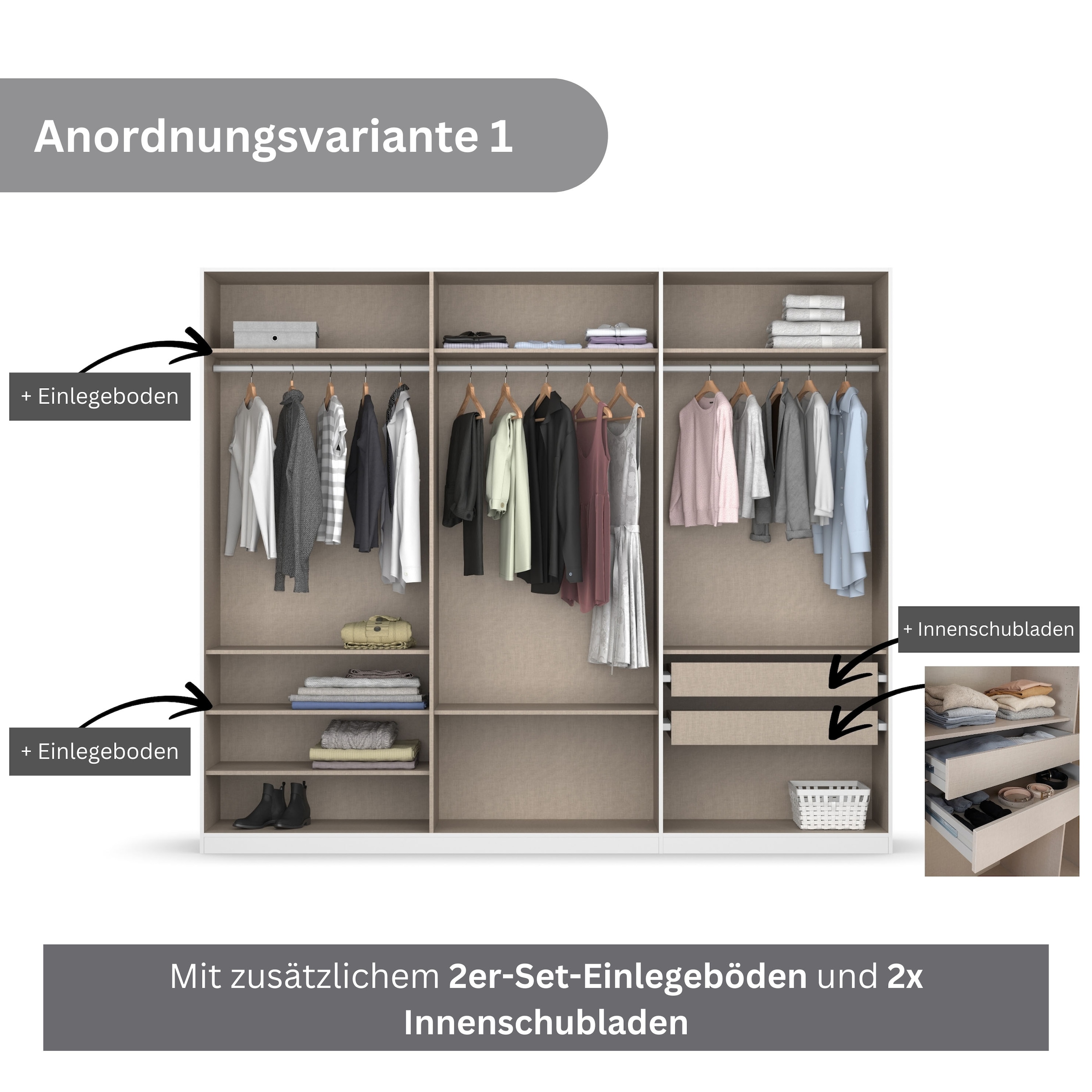 rauch Drehtürenschrank »Kleiderschrank Schrank Garderobe KOLUNA mit hochwertiger Glasfront«, inkl. 2 Innenschubladen sowie extra Einlegeböden MADE IN GERMANY