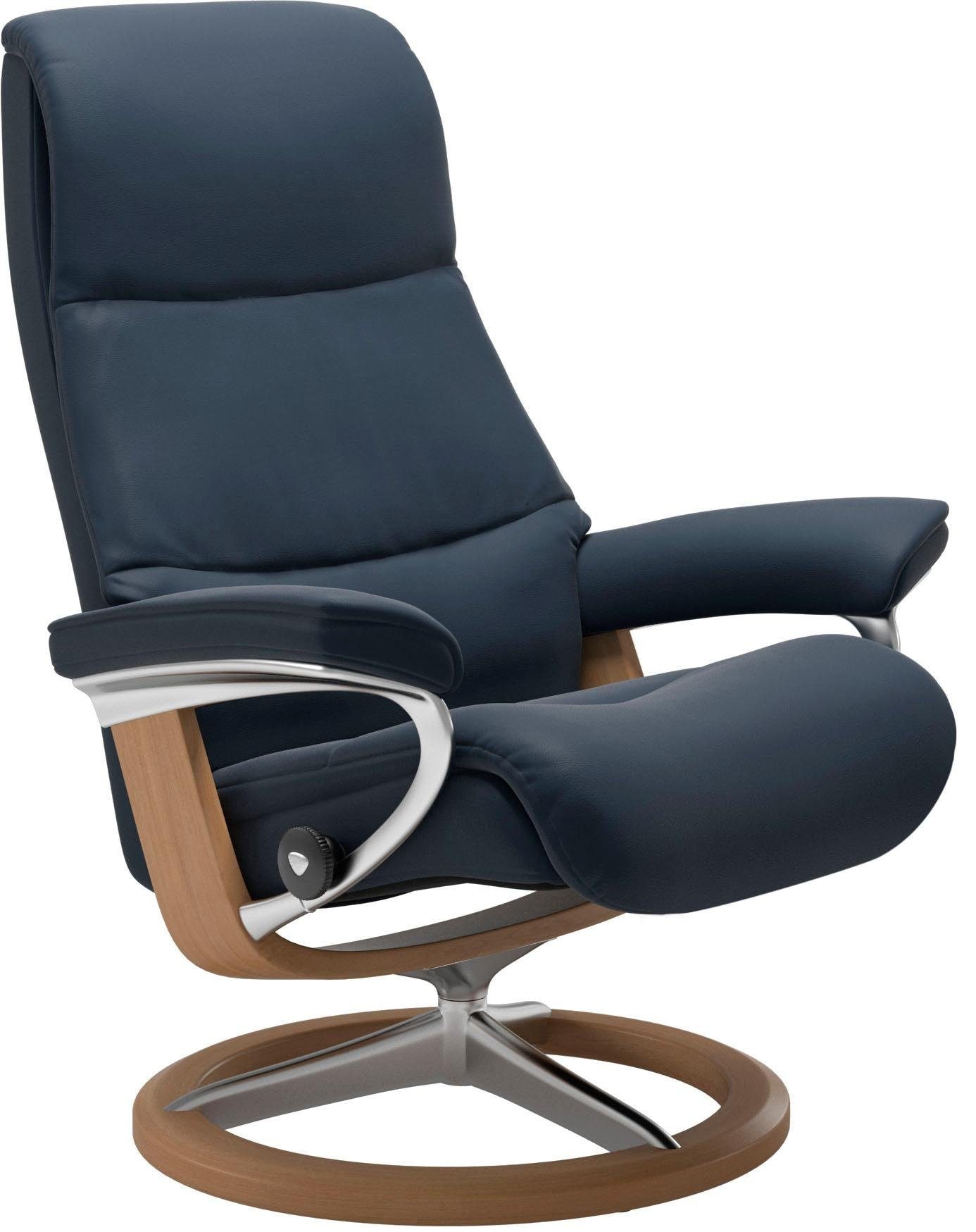 Stressless® Relaxsessel »View«, (Set, Relaxsessel mit Hocker), mit Signature Base, Größe M,Gestell Eiche