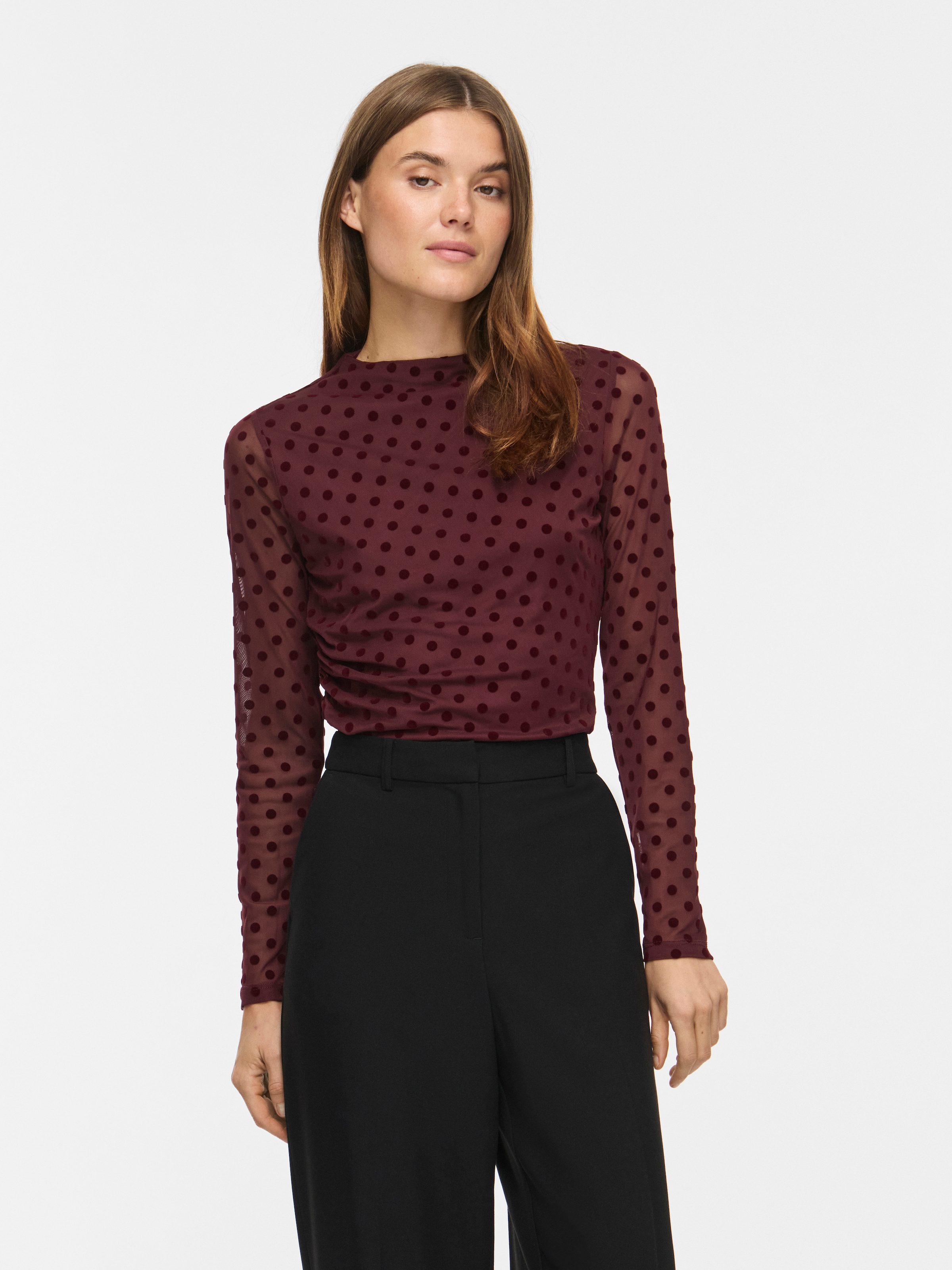 Vila Langarmshirt »VIRIKKE L/S FUNNEL NECK TOP - NOOS« Materialmix, eng geschnitten