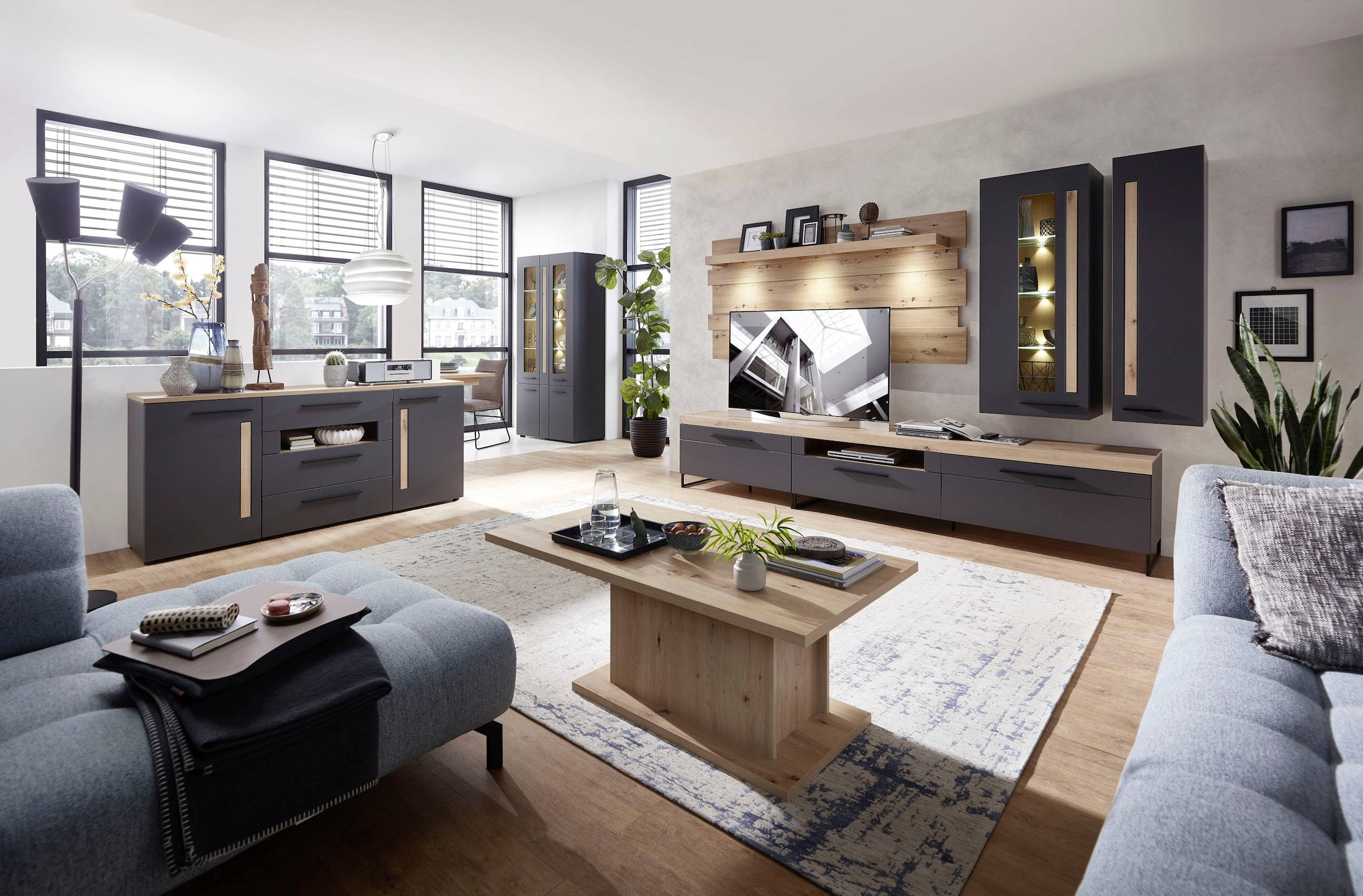 Innostyle Sideboard »Loft Two«, Breite 180 cm, 2 Holztüren, 3 Schubkästen, 1 offenes Fach