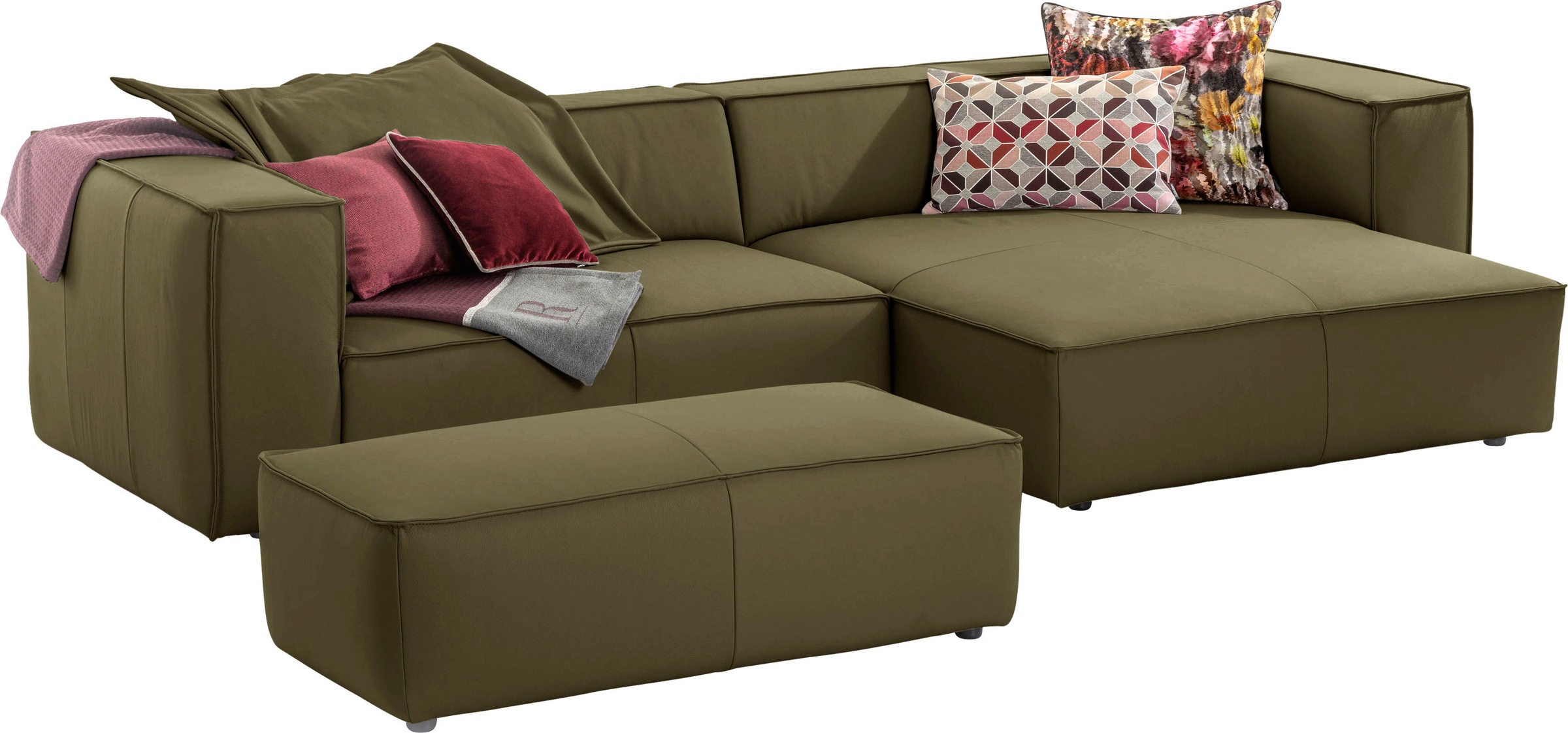 W.SCHILLIG Ecksofa »around-the-block, modern und elegant, bequem, L-Form«, mit eleganter Biese, mit Federkern