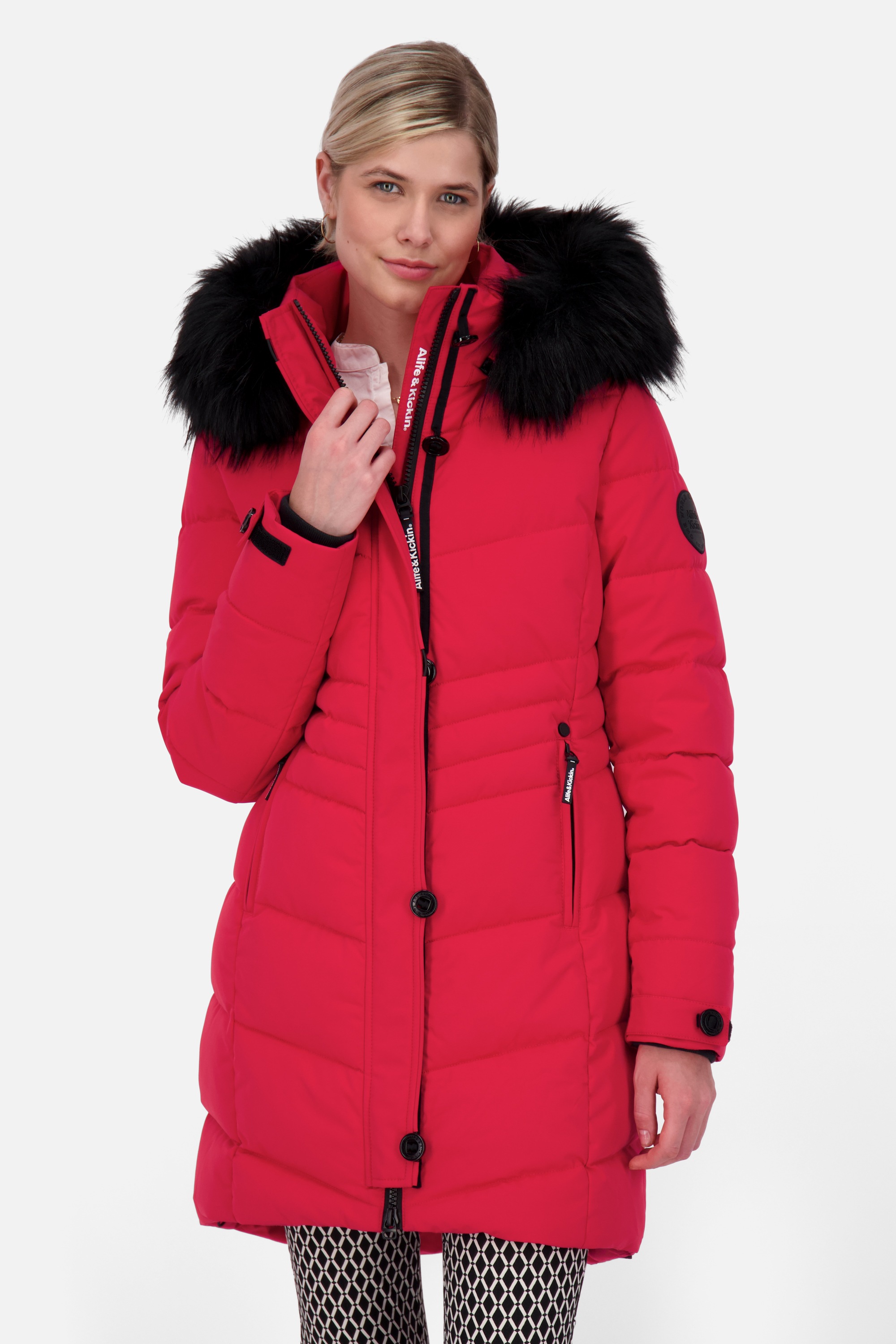 Alife & Kickin Winterjacke »Damen AmaliaAK A«, mit Kapuze, Lange gefütterte Damenwinterjacke mit abnehmbarer Kunstfellkapuze