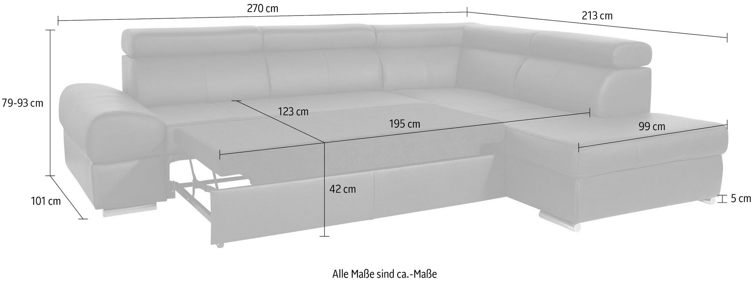 sit&more Ecksofa »Broadway L-Form«, mit verstellbaren Kopfteilen, wahlweise mit Bettfunktion