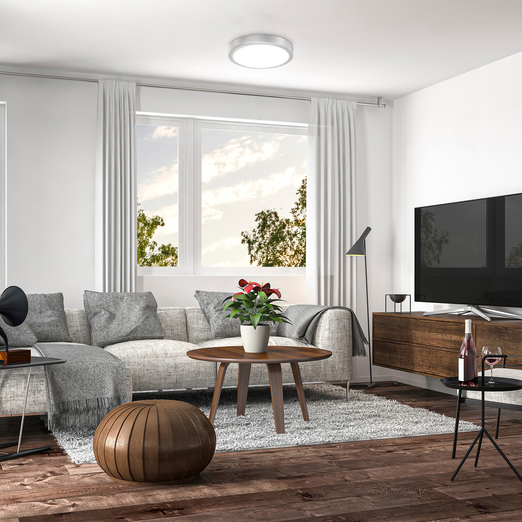 B.K.Licht LED Deckenleuchte, inkl. fest integrierter LED-Platine 18 Watt, 4.000K, 2.000lm, Schutzart IP 20, Metallrahmen silberfarbig, Ø 28,00 cm