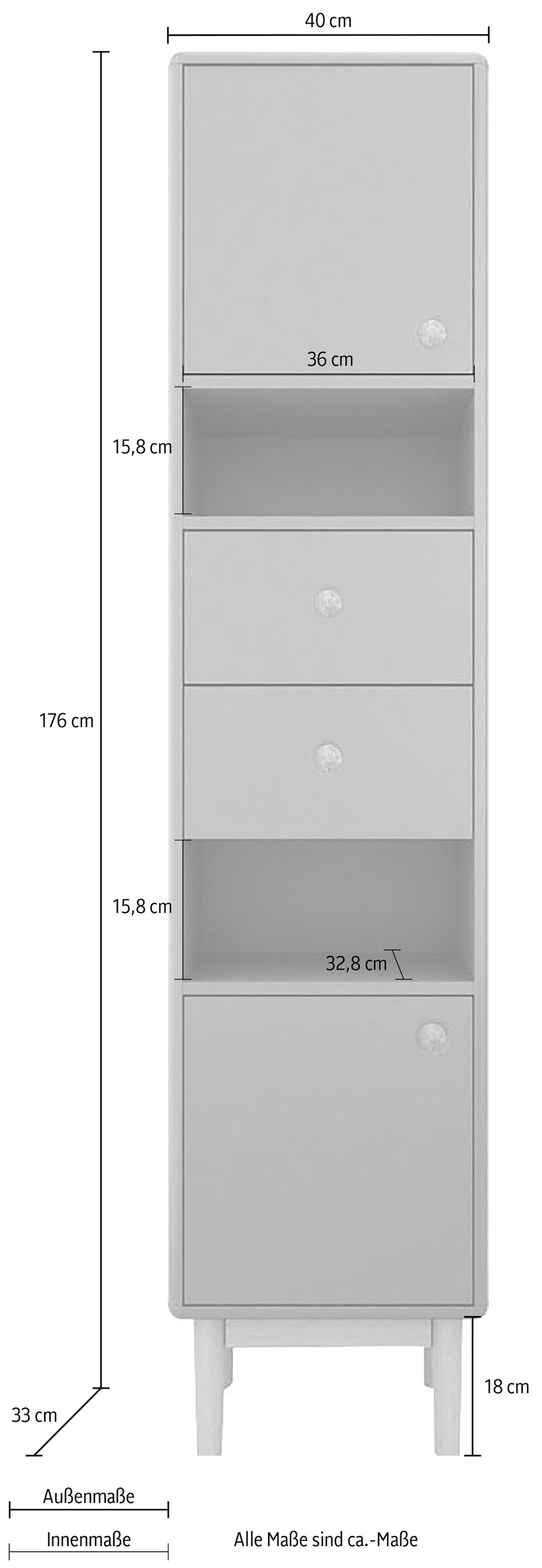 TOM TAILOR Hochschrank »COLOR BATH«, mit 2 Türen & 2 Schubladen, mit Push -to-Open,Füße Eiche, Breite 40 cm auf Raten kaufen
