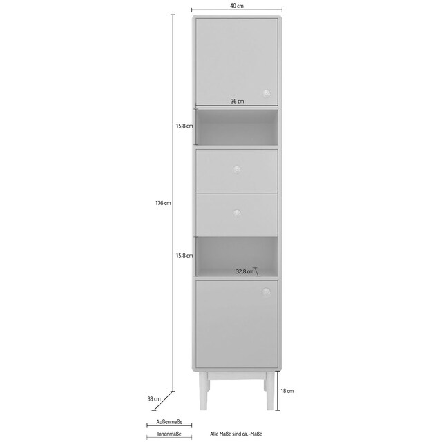 TOM TAILOR Hochschrank »COLOR BATH«, mit 2 Türen & 2 Schubladen, mit Push -to-Open,Füße Eiche, Breite 40 cm auf Raten kaufen